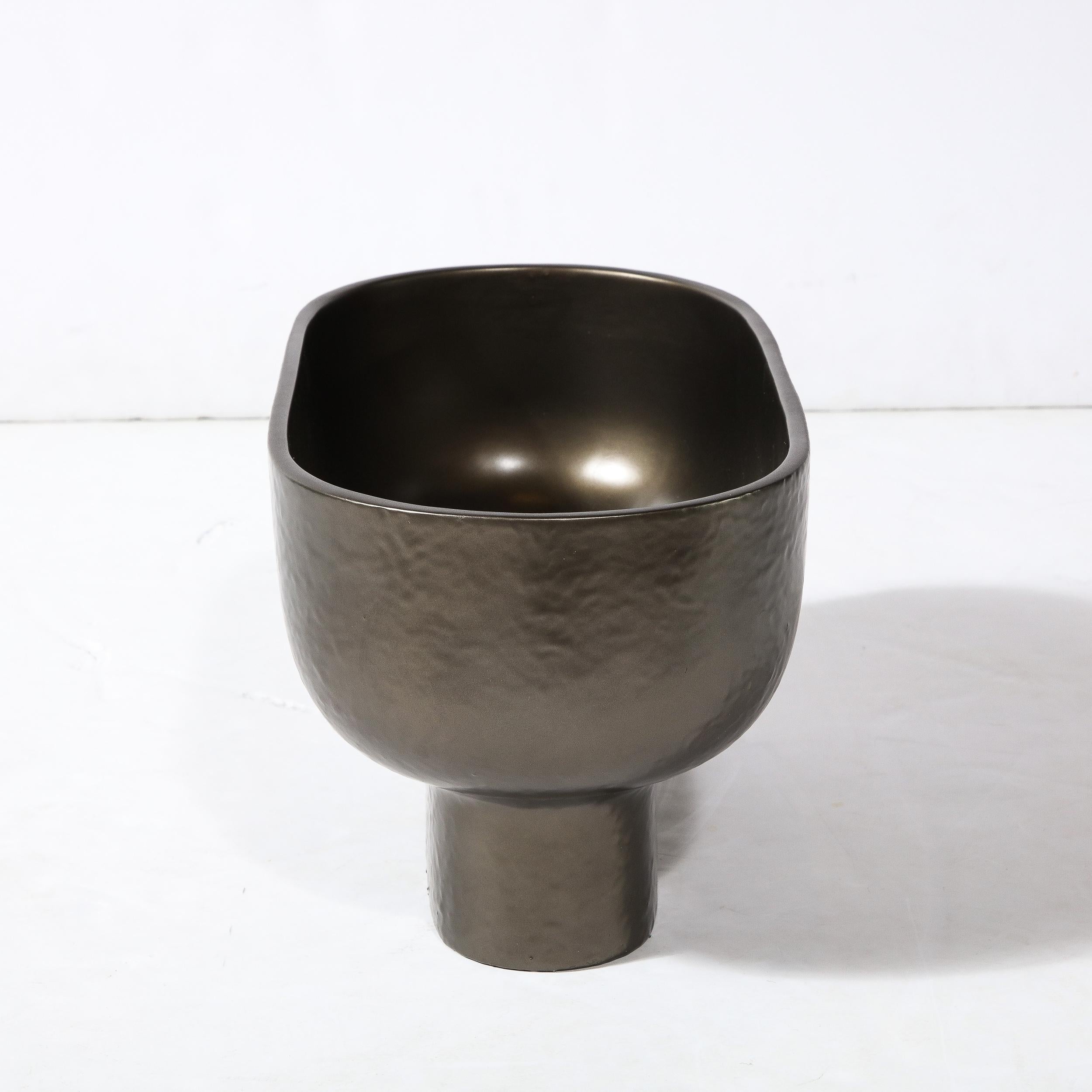 Modernist Bronze Hue Ceramic Orchid Vase/Occasional Bowl For Sale 4