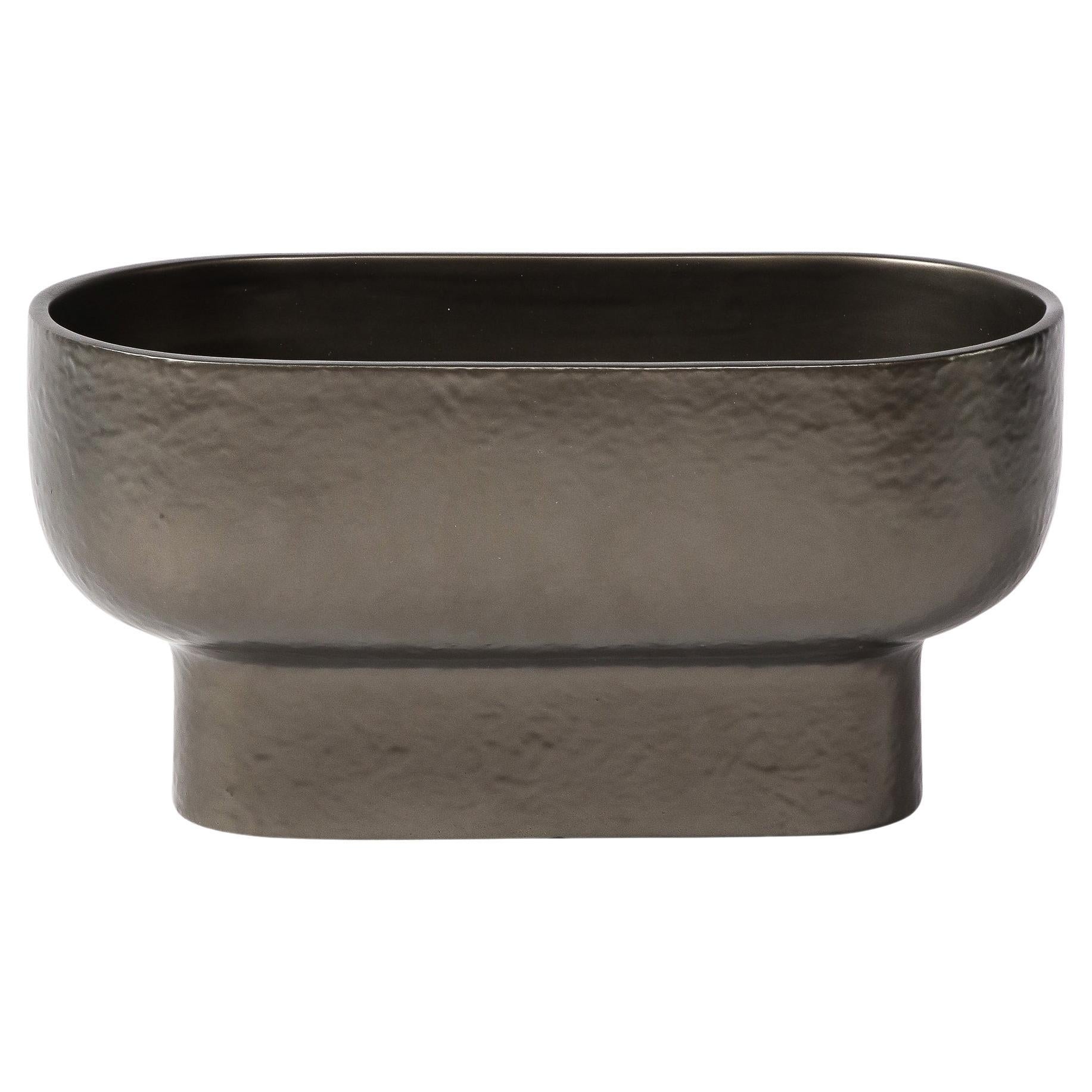 Vaso/ciotola per orchidee in ceramica Modernist Bronze Hue in vendita