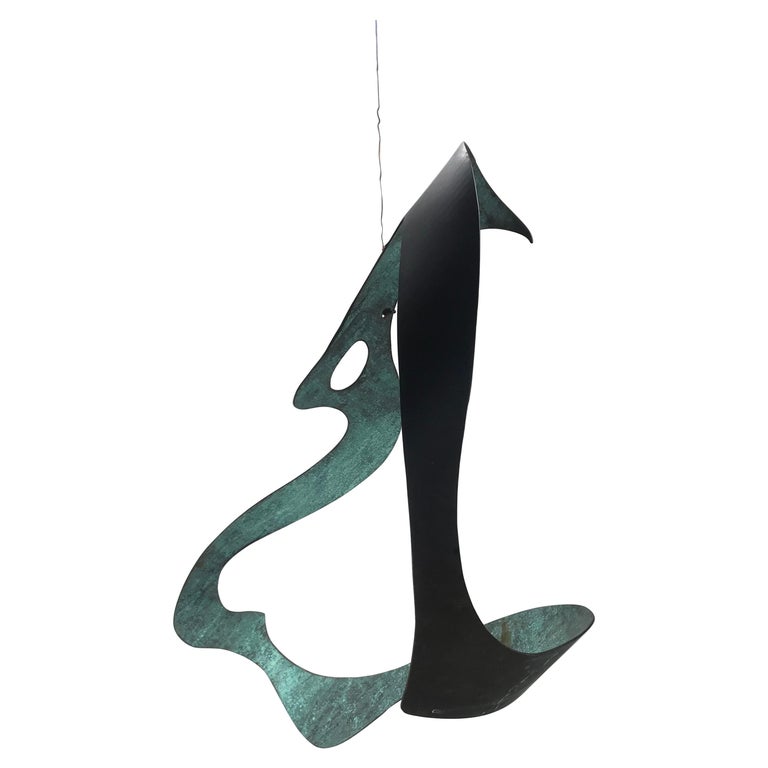 Modernist Bronze Kinetic Ribbon Sculpture, Indoor / Outdoor, Signed R H C For Sale