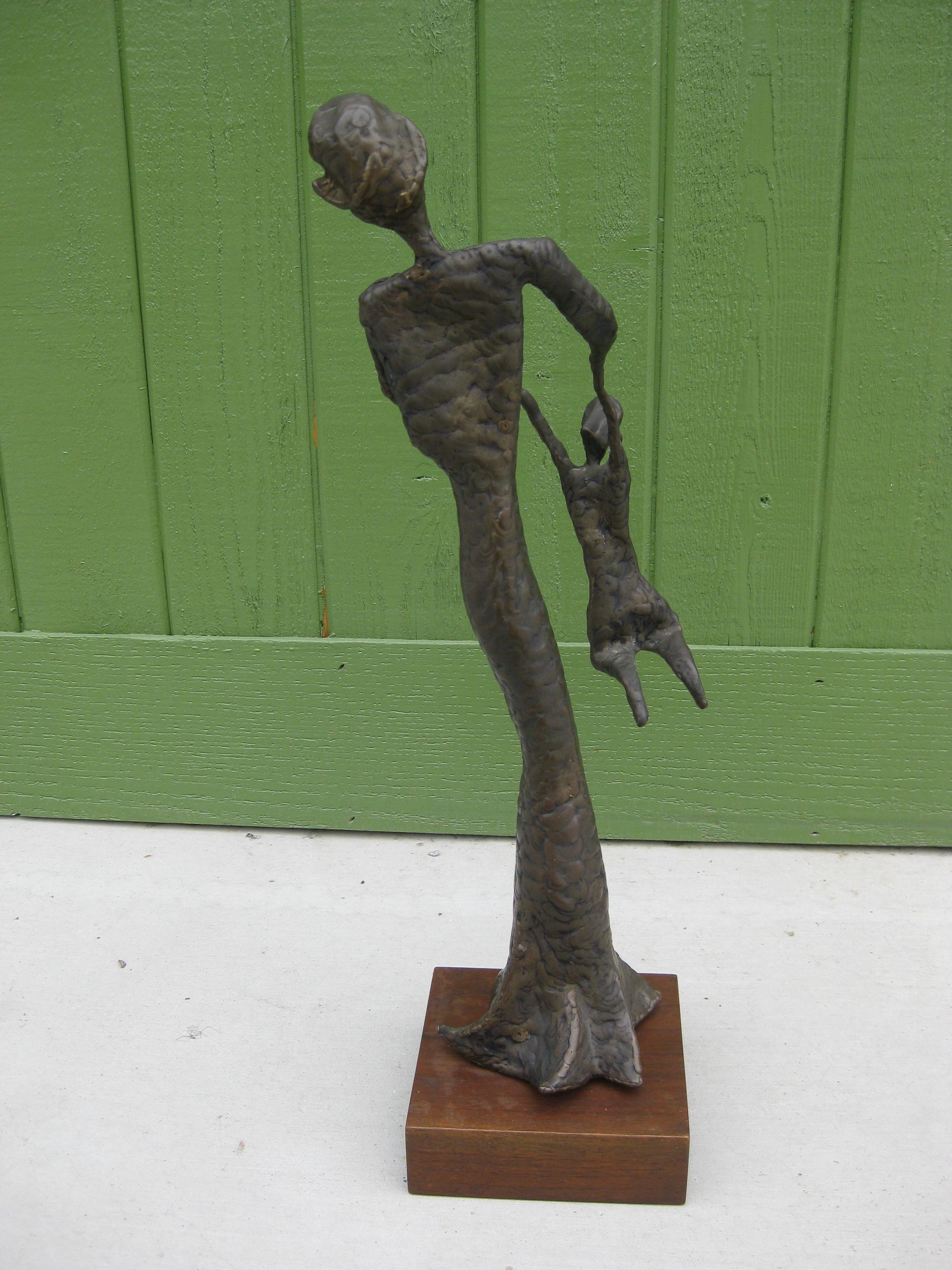 Modernist Bronze Over Metal Welded Abstract Mother & Child Sculpture by Burry For Sale 5