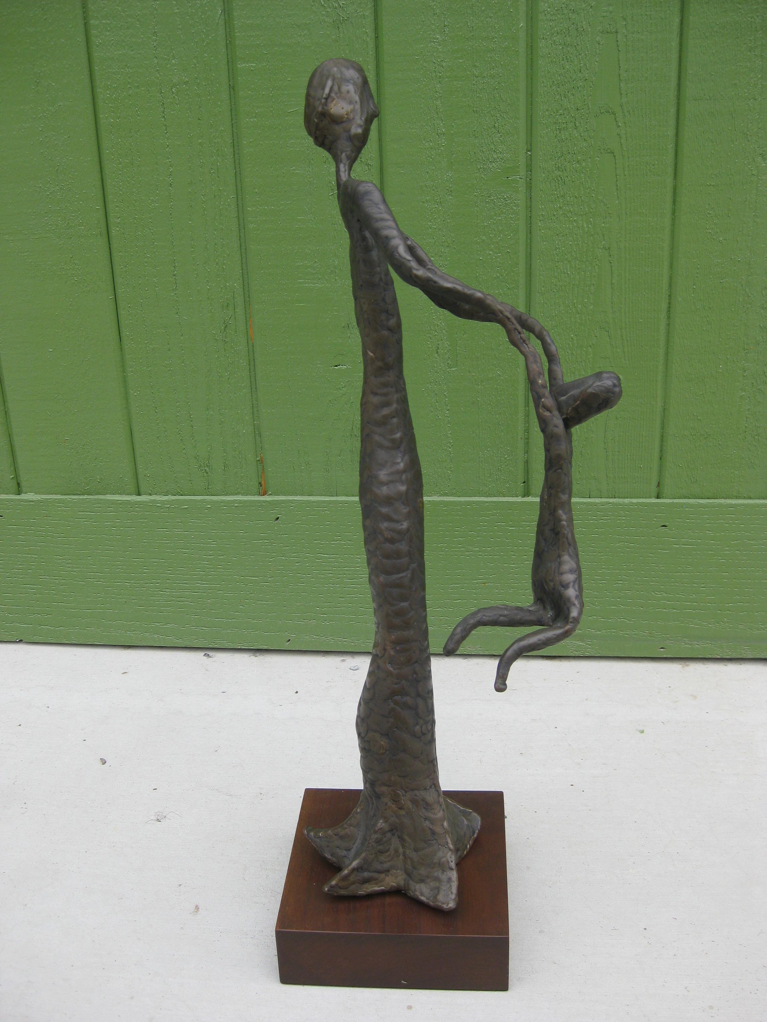 Modernist Bronze Over Metal Welded Abstract Mother & Child Sculpture by Burry For Sale 11