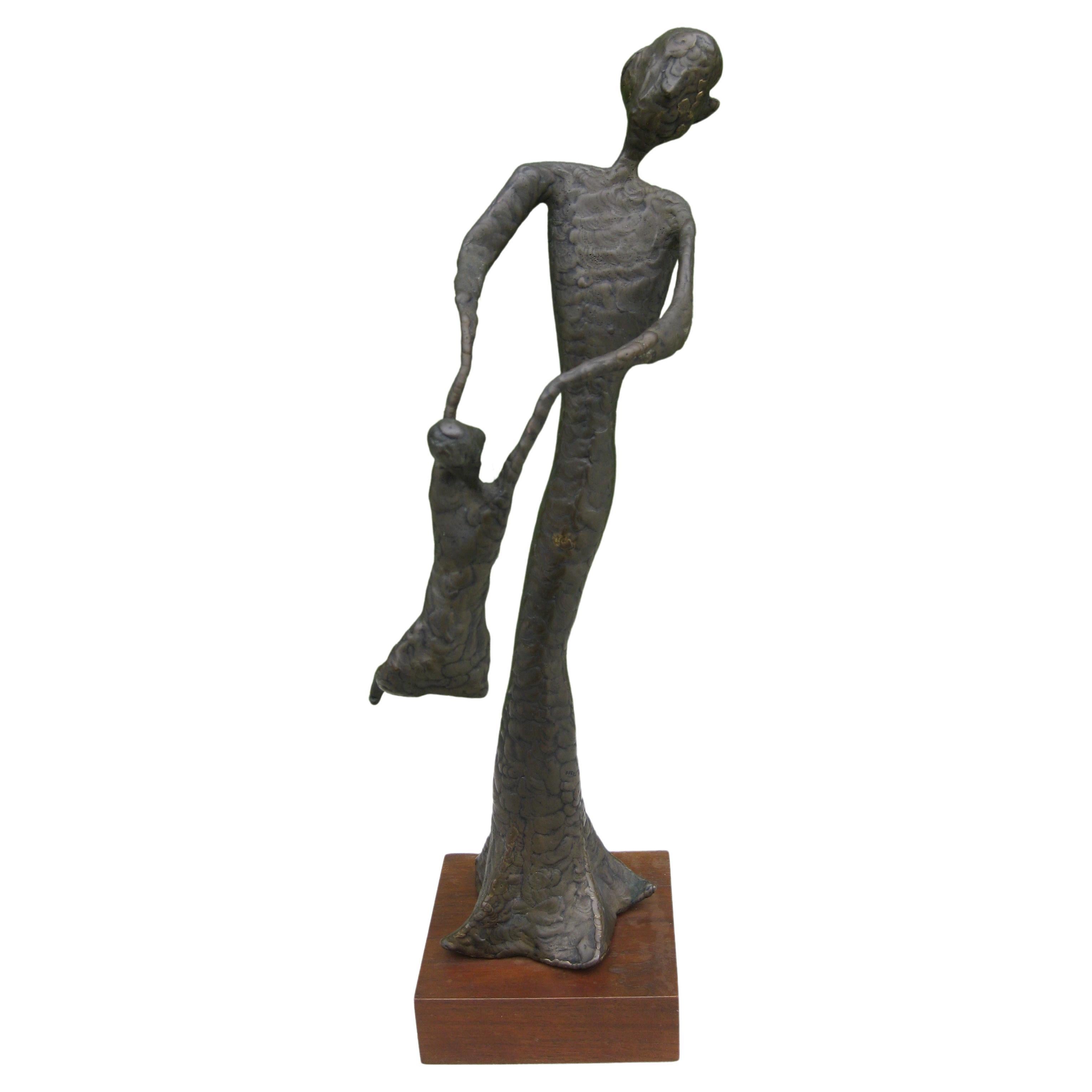 Abstrakte Mother & Child-Skulptur aus Bronze über Metallschweißerei von Burry, Modernistische Moderne