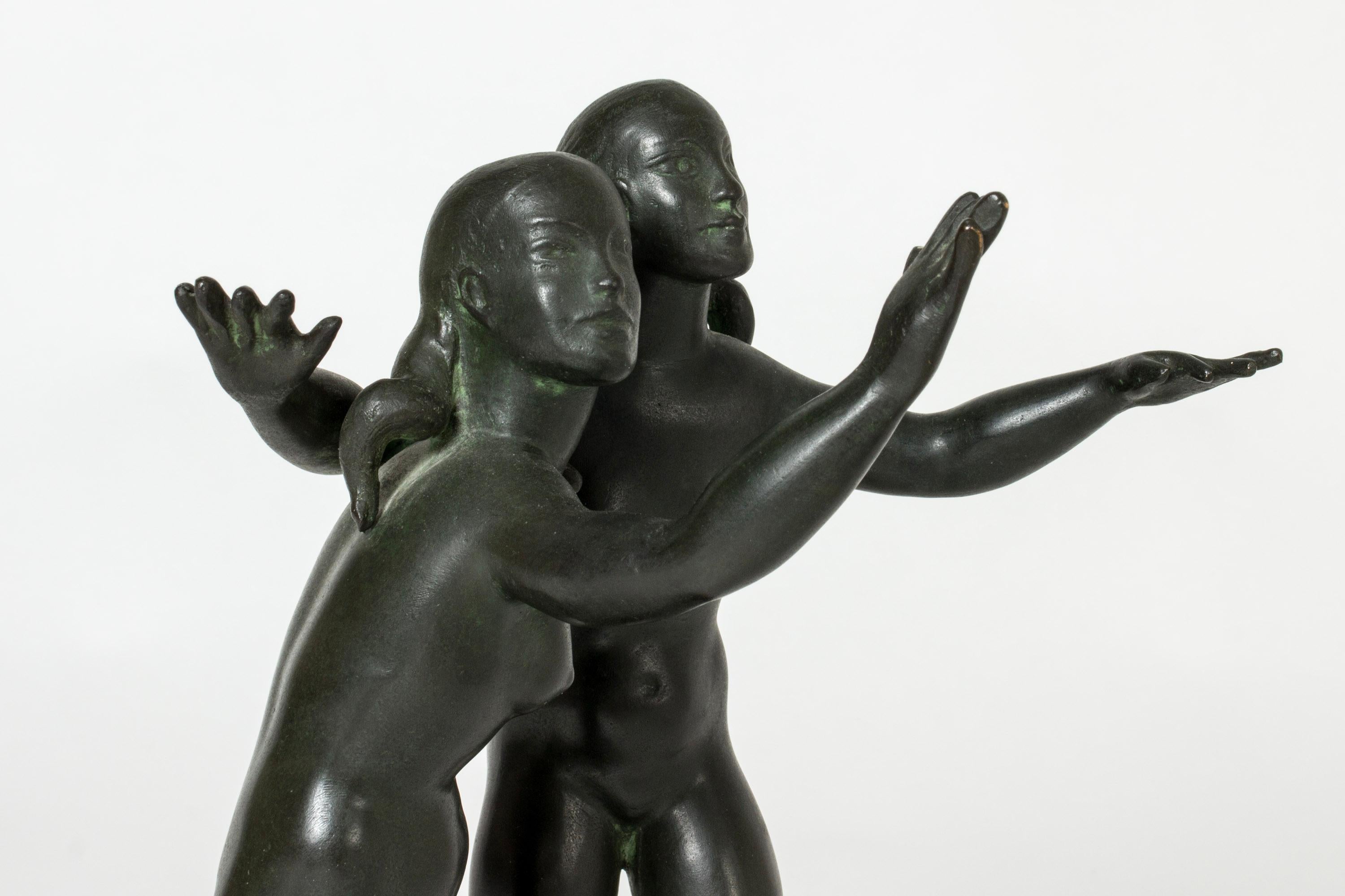 Sculpture moderniste en bronze de Nils Fougstedt, Suède, 1940 Bon état - En vente à Stockholm, SE