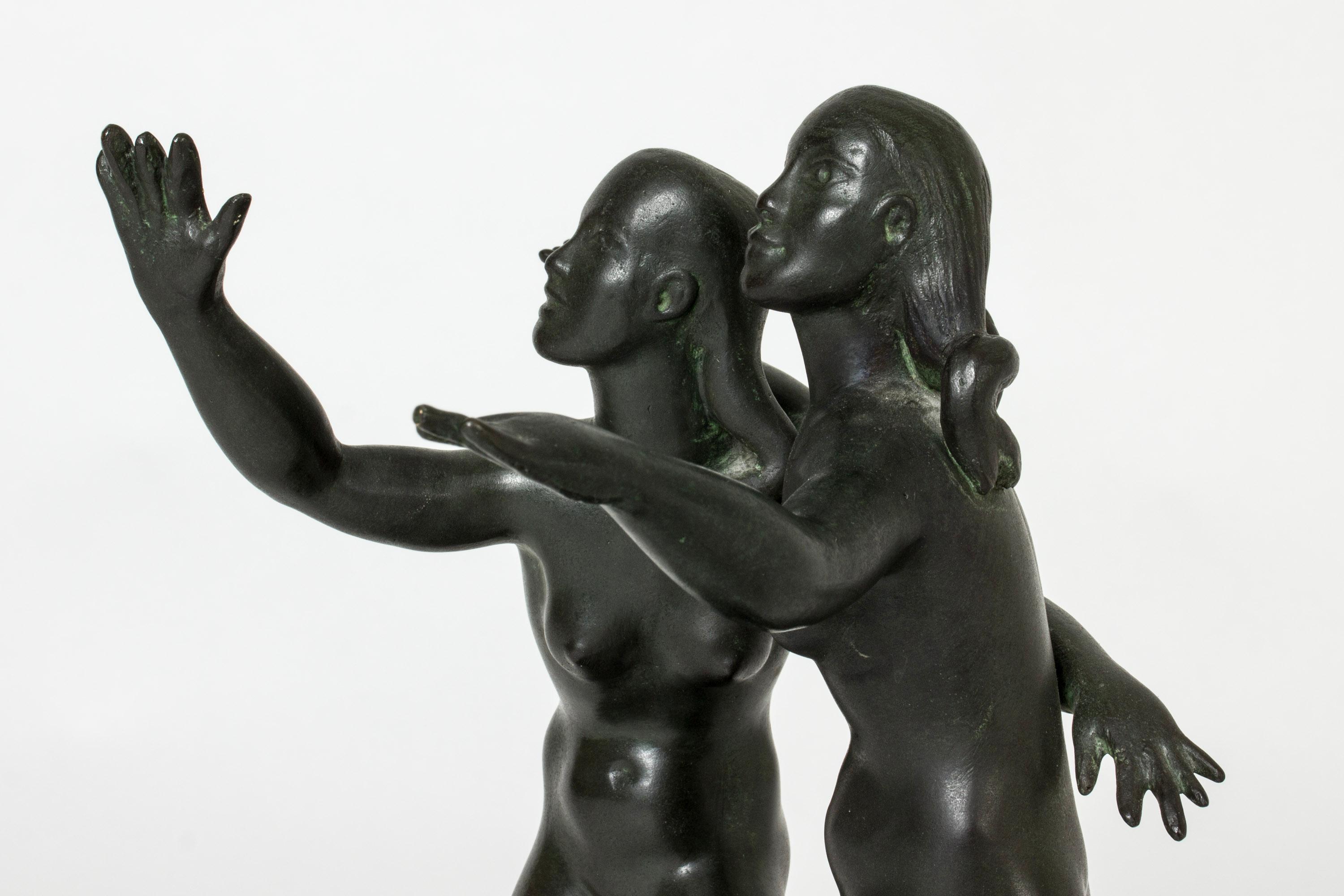 Milieu du XXe siècle Sculpture moderniste en bronze de Nils Fougstedt, Suède, 1940 en vente