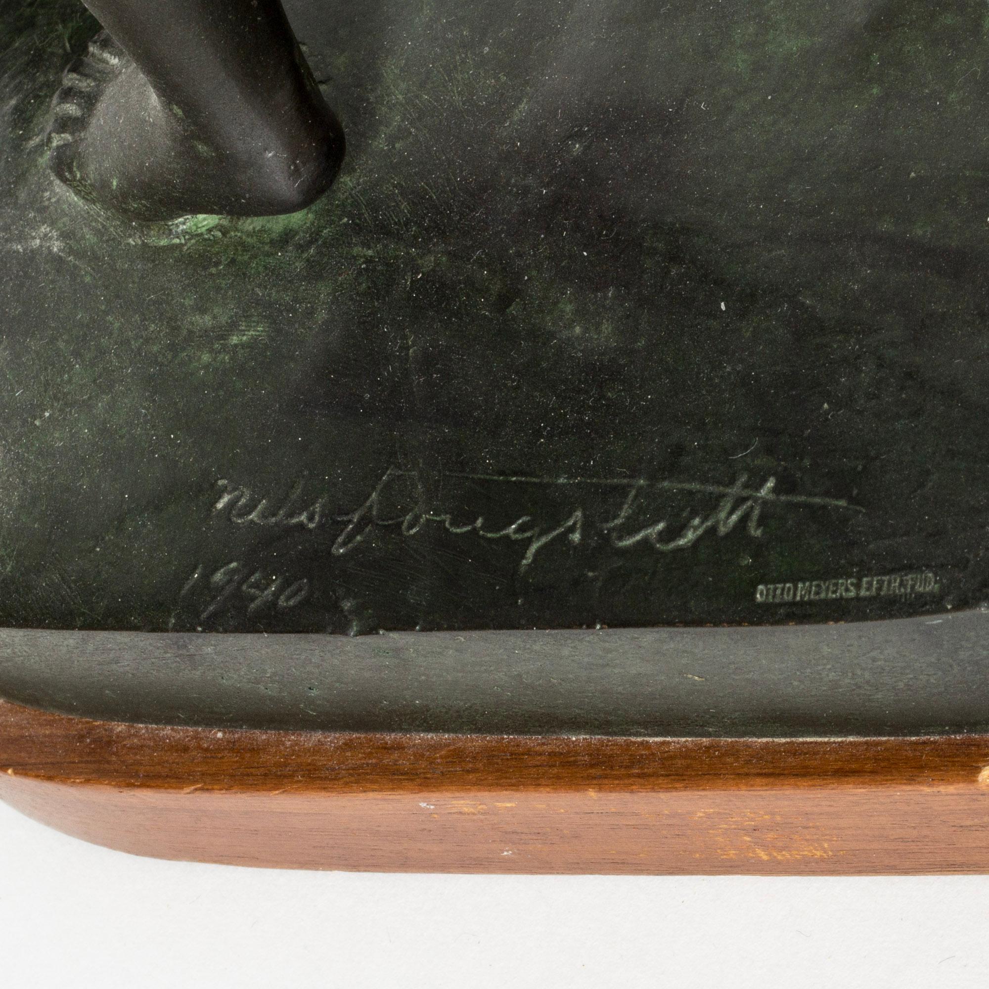 Escultura modernista de bronce de Nils Fougstedt, Suecia, 1940 en venta 1
