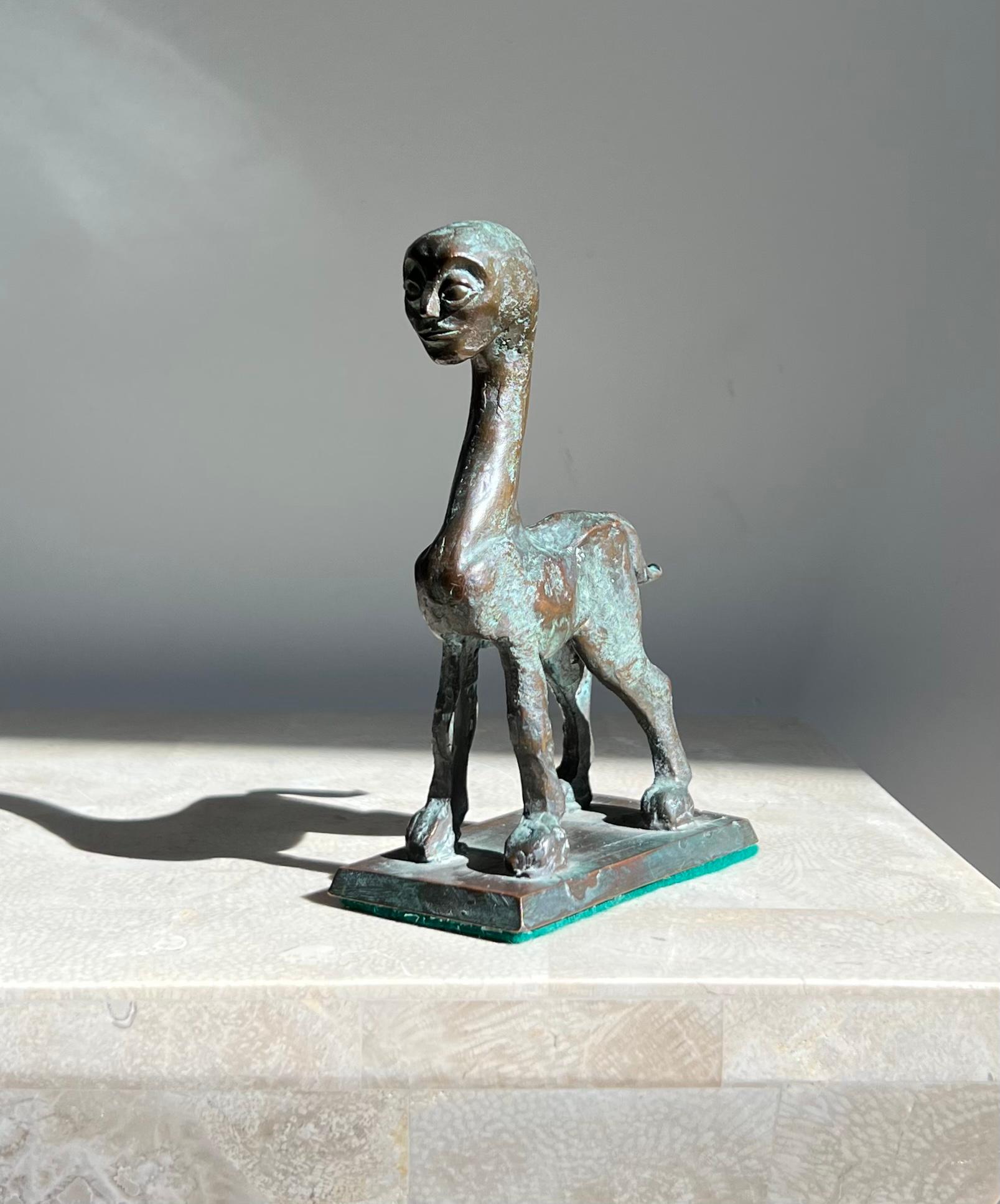 Hand-Carved Modernist Neo Sumerian style Bronze Sculpture of a Centaur, 20th Century For Sale