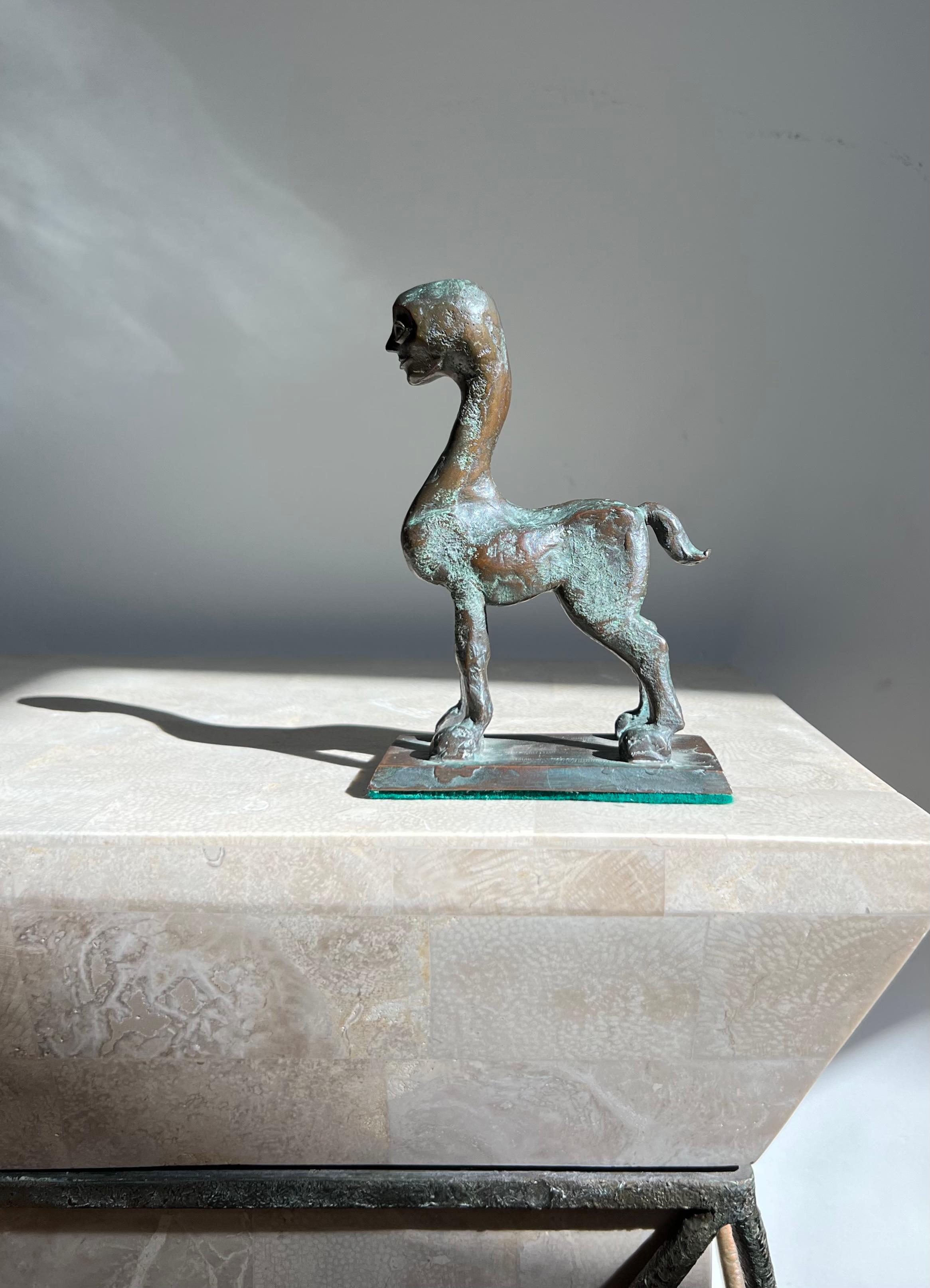 Modernist Neo Sumerian style Bronze Sculpture of a Centaur, 20th Century In Good Condition For Sale In View Park, CA