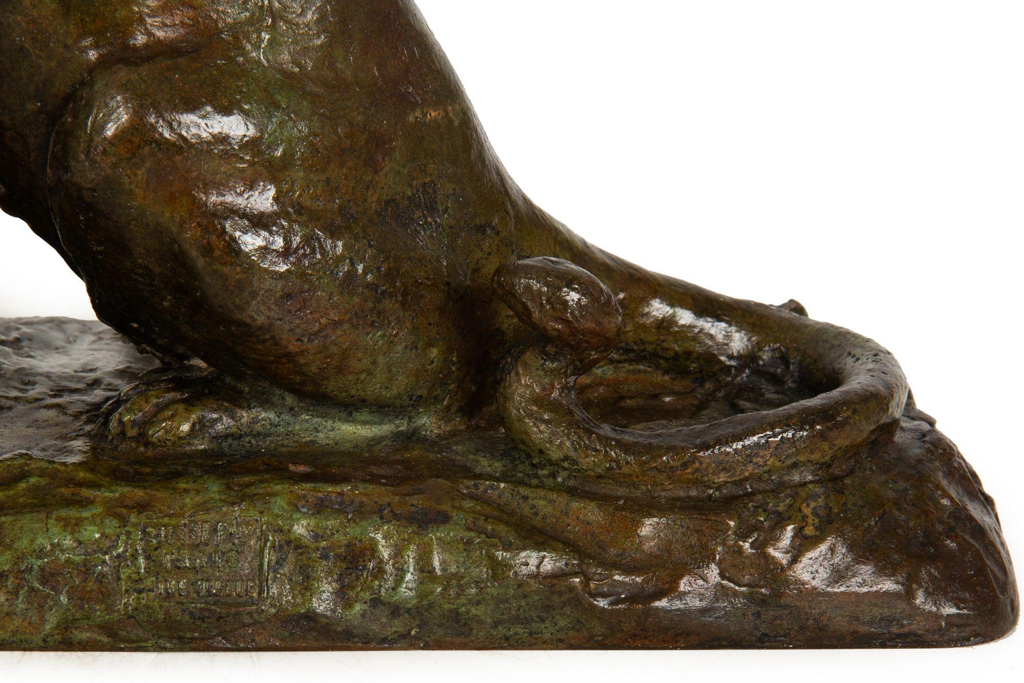 Scultura modernista in bronzo raffigurante una pantera ruggente di Adolphe Geoffroy & Susse in vendita 5