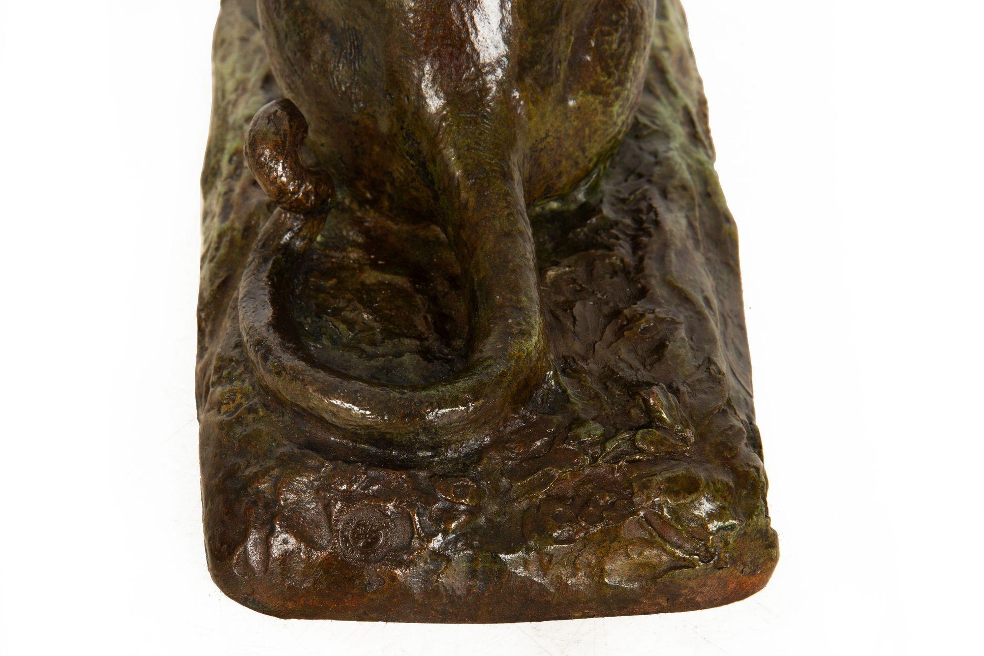 Scultura modernista in bronzo raffigurante una pantera ruggente di Adolphe Geoffroy & Susse in vendita 12