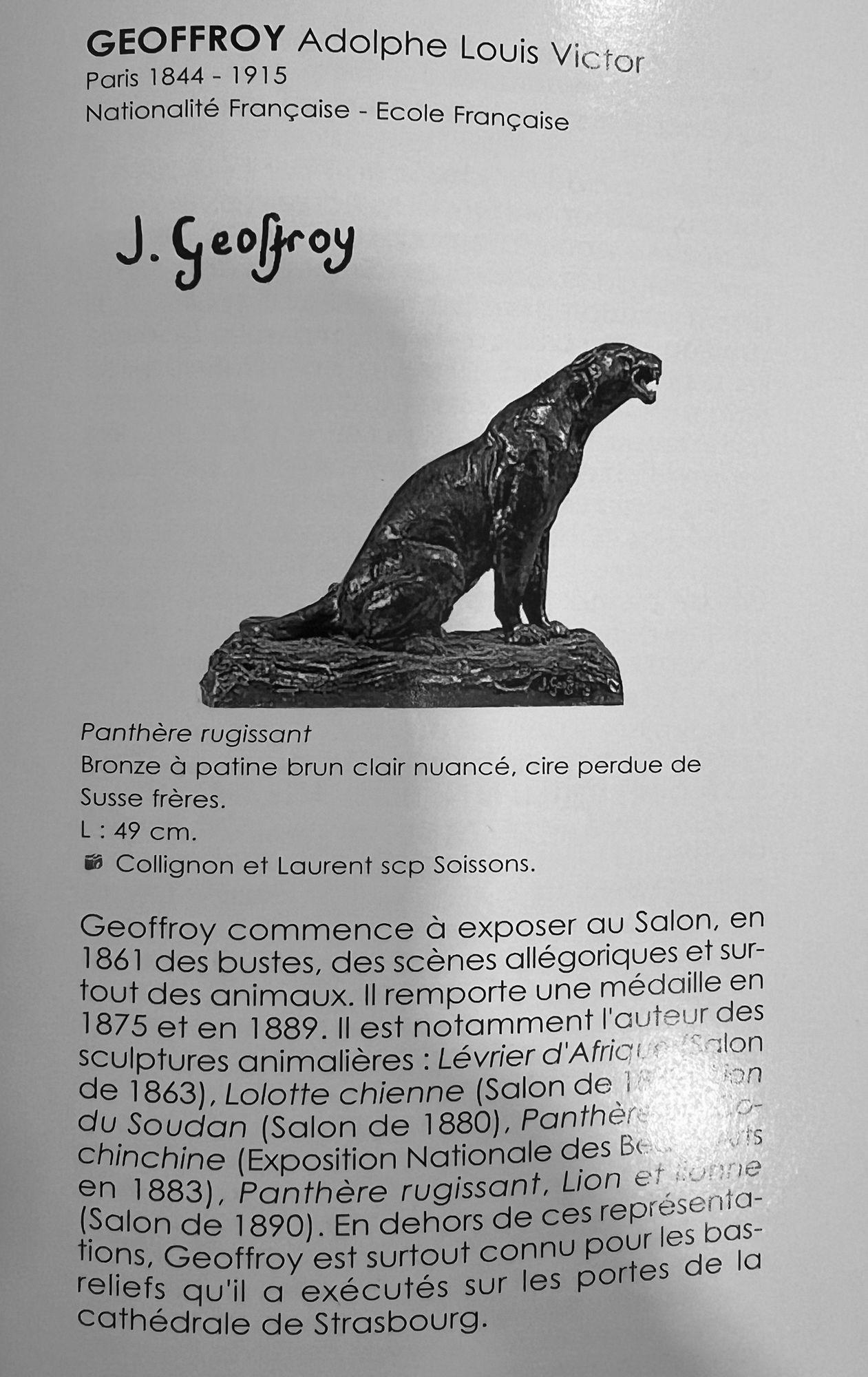 Bronzo Scultura modernista in bronzo raffigurante una pantera ruggente di Adolphe Geoffroy & Susse in vendita