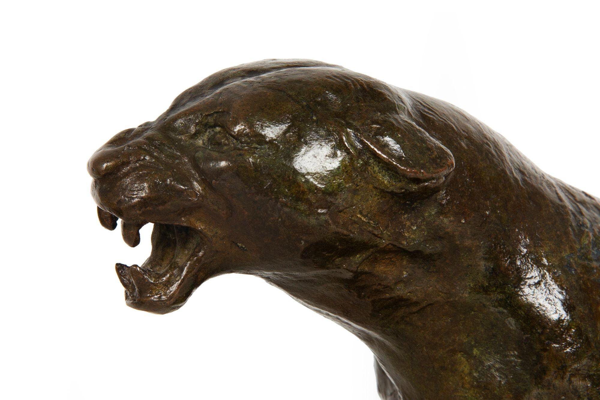 Scultura modernista in bronzo raffigurante una pantera ruggente di Adolphe Geoffroy & Susse in vendita 1