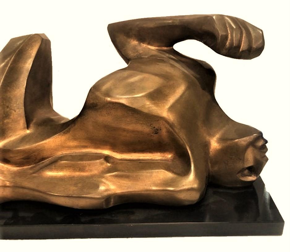 American Modernist Bronze Sculpture of Male Nude by Irving Amen, Ca. 1960 For Sale