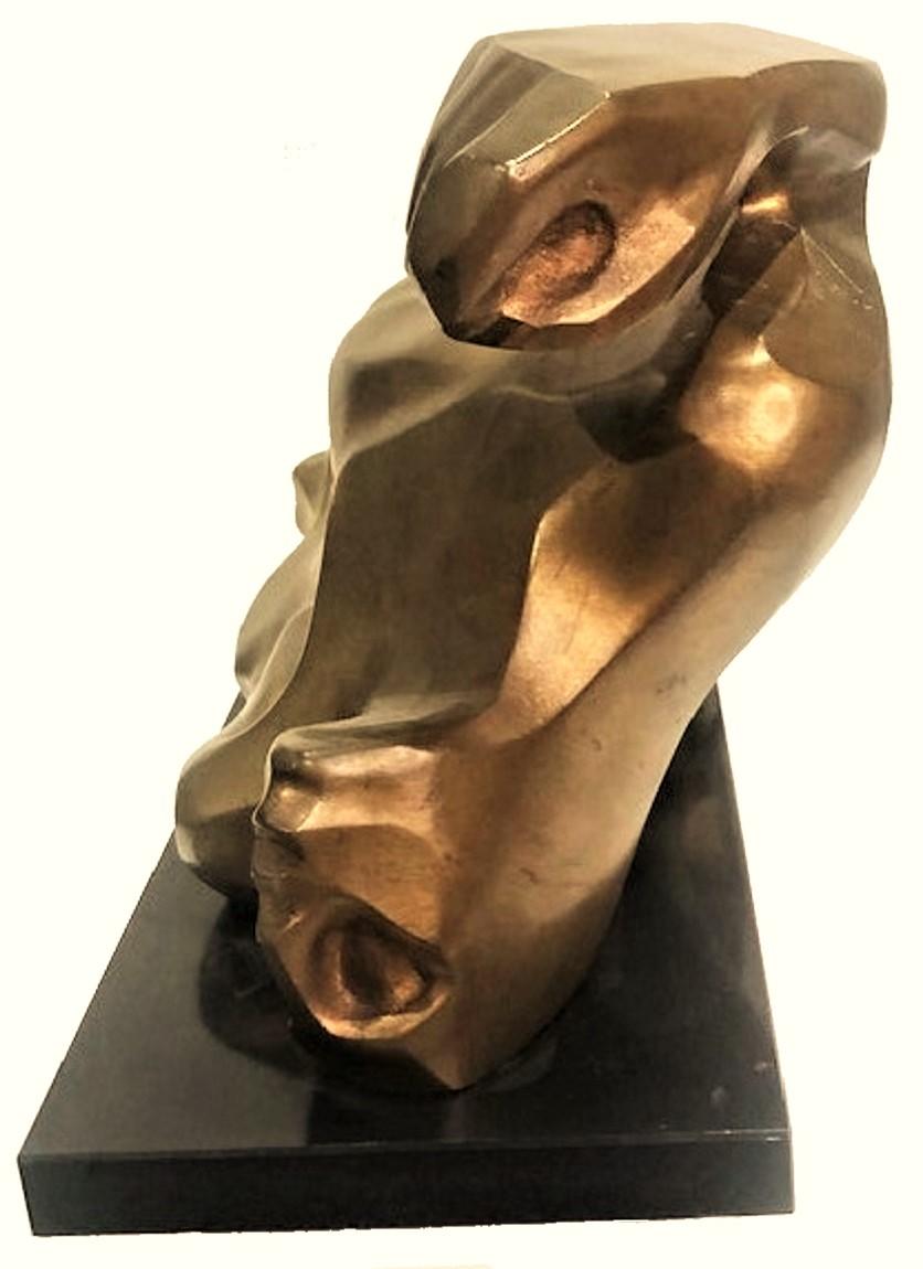 Gilt Modernist Bronze Sculpture of Male Nude by Irving Amen, Ca. 1960