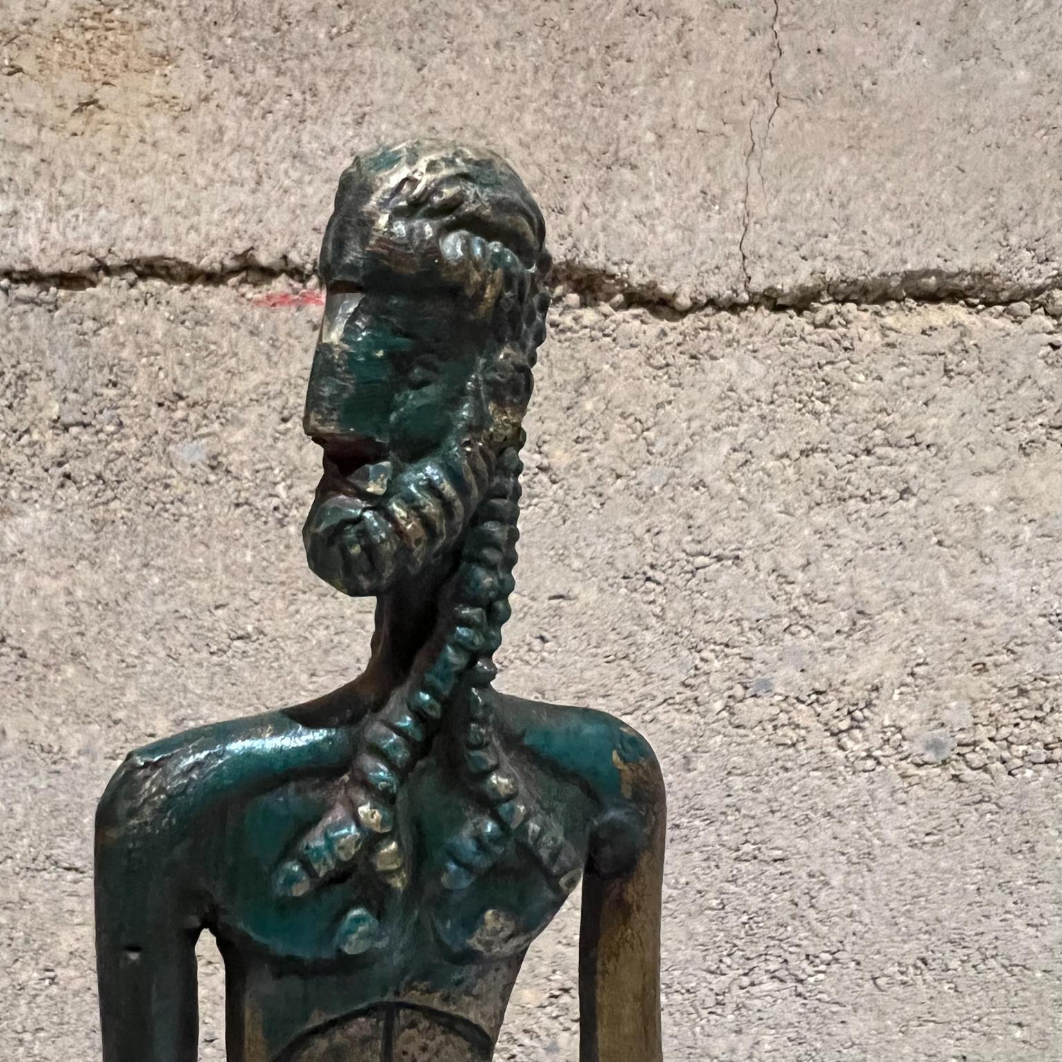 1940s Sumerian Art Bronze Sculpture God Snake & Chalice In Good Condition In Chula Vista, CA