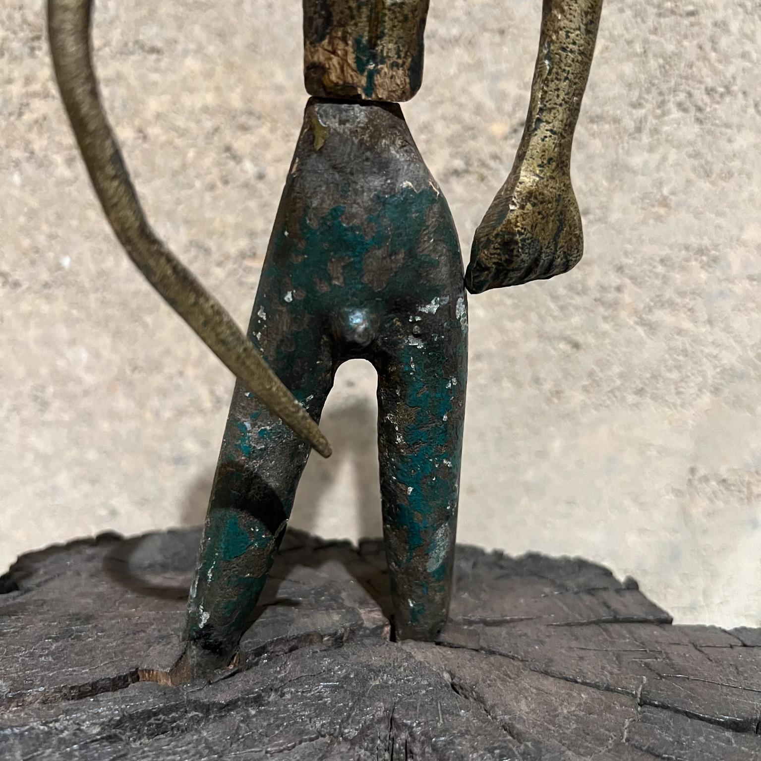 Mid-20th Century 1940s Sumerian Art Bronze Sculpture God Snake & Chalice