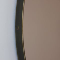 Orbis Bronze Tinted Round Modern Mirror with Bronze Patina Frame, Medium