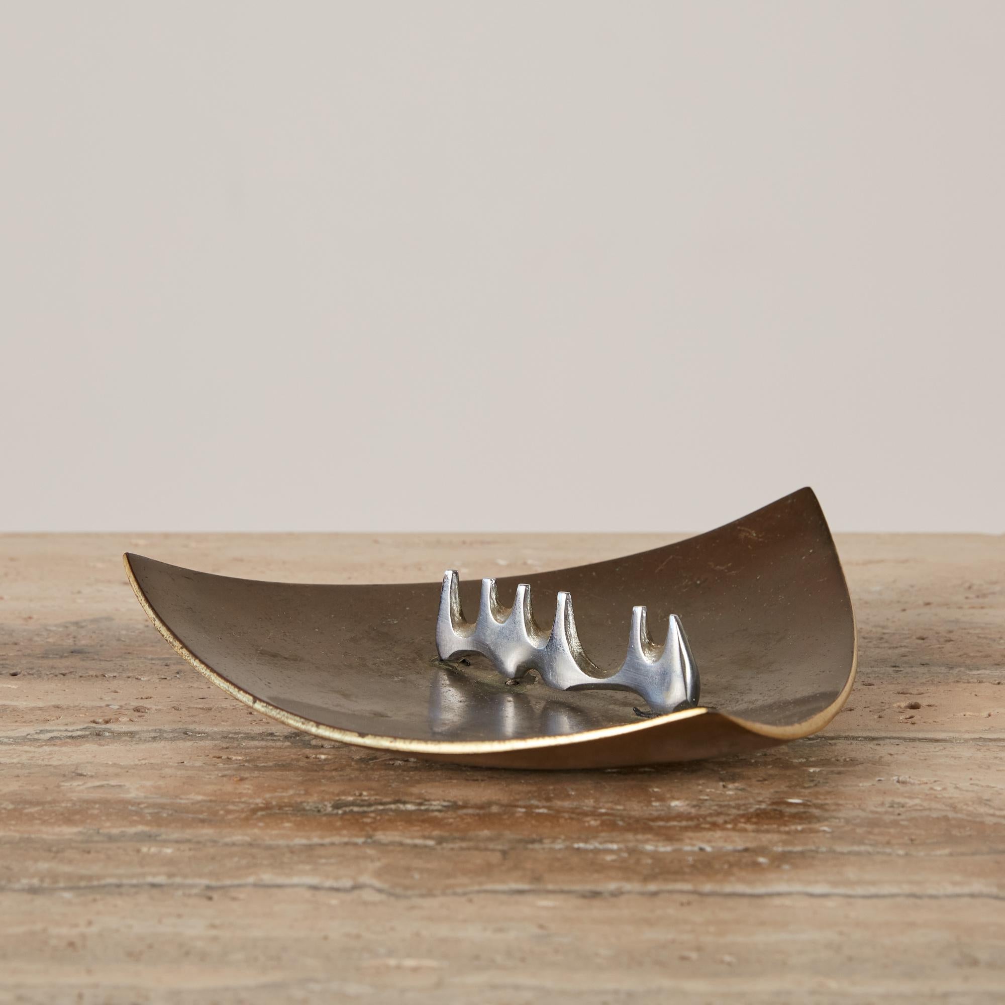 Patinated Modernist Bronze Triangle Ashtray