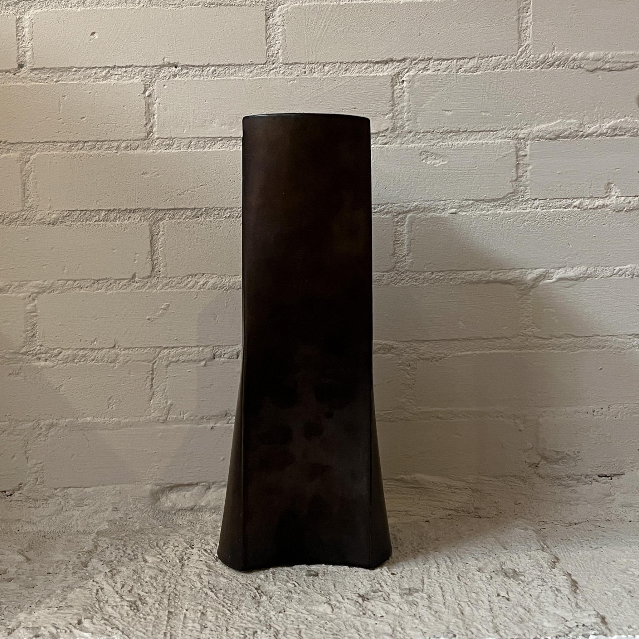 Molded Modernist Bronze Vase by Jan van der Vaart, Dutch, 1970s