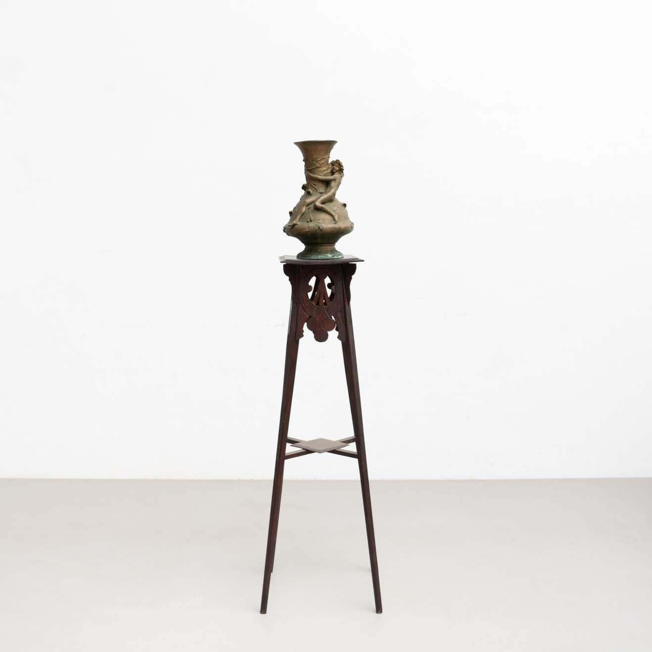 French Modernist Bronze Vase by Noel R, circa 1930 For Sale