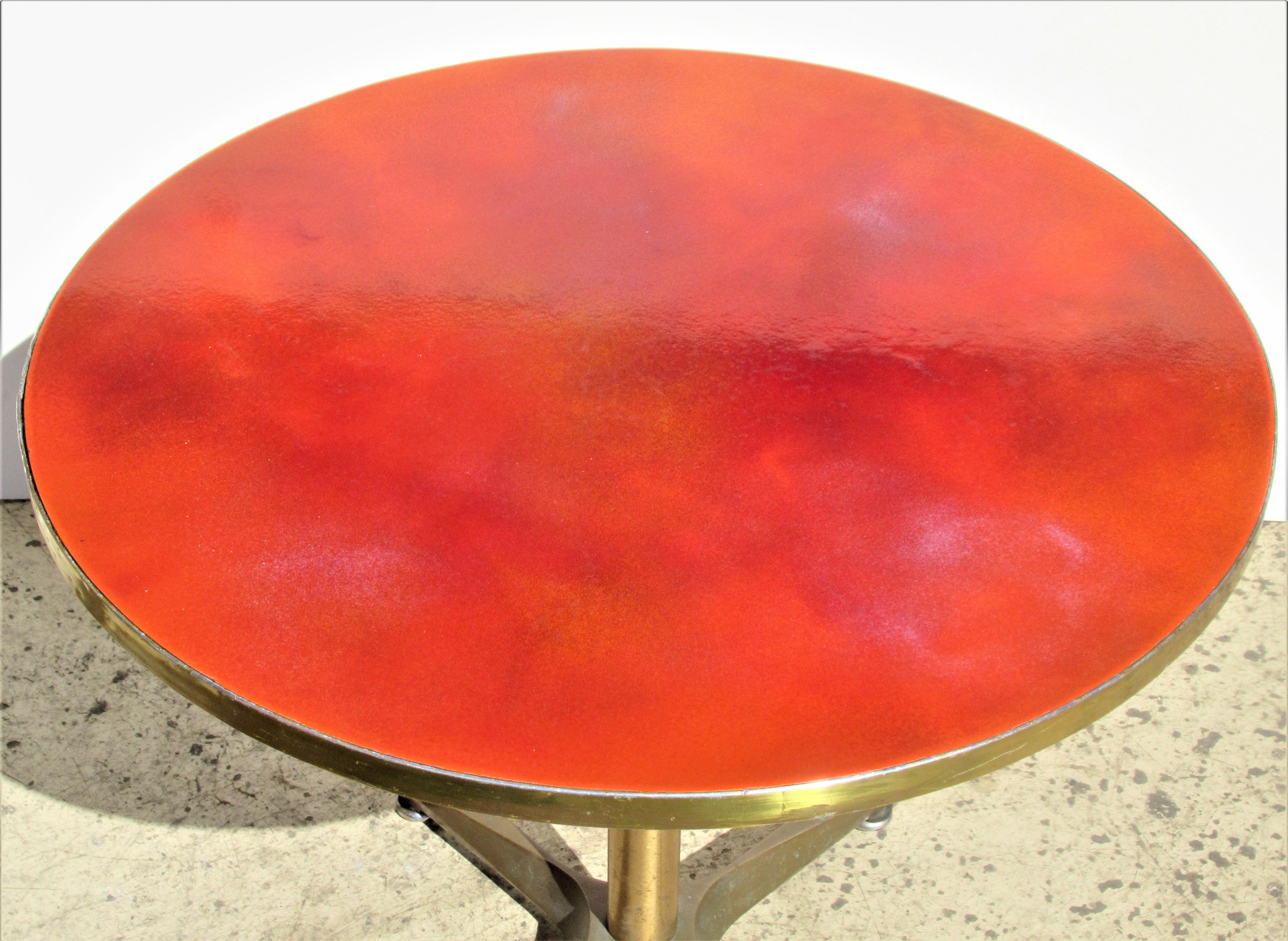 Modernist Bronze X Base Enamel Top Swivel Table 3