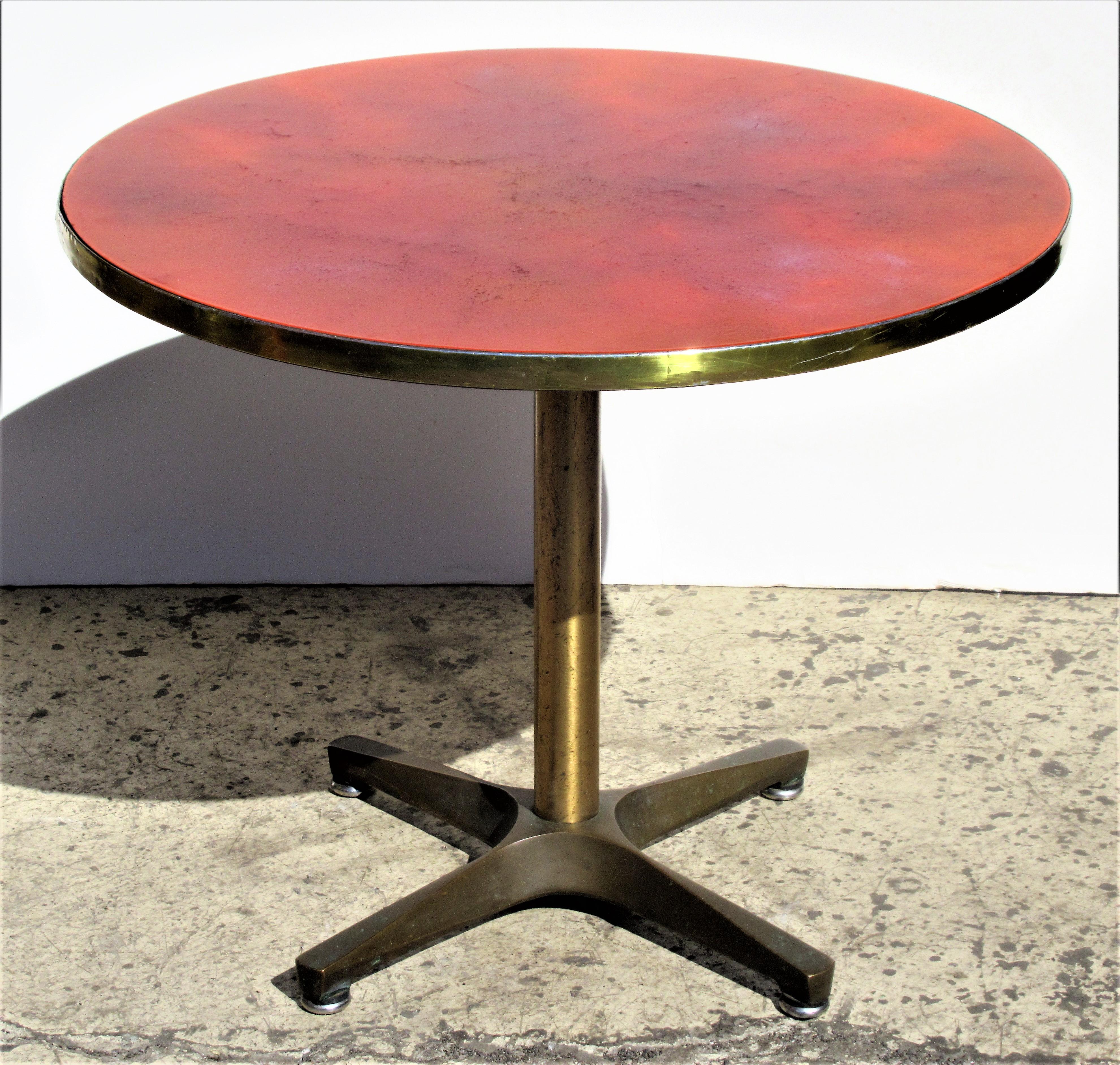 Modernist Bronze X Base Enamel Top Swivel Table 4