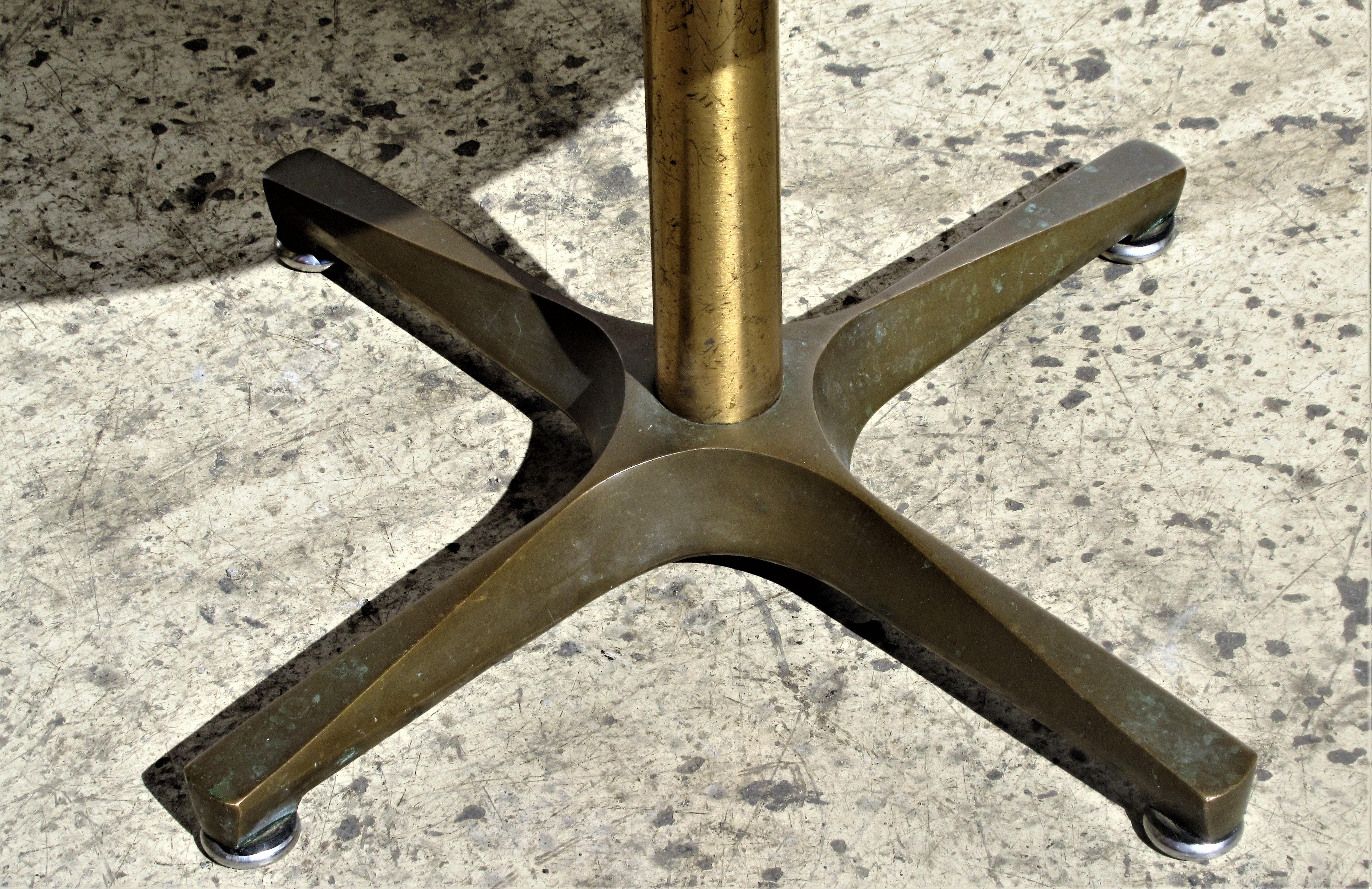 Modernist Bronze X Base Enamel Top Swivel Table 1