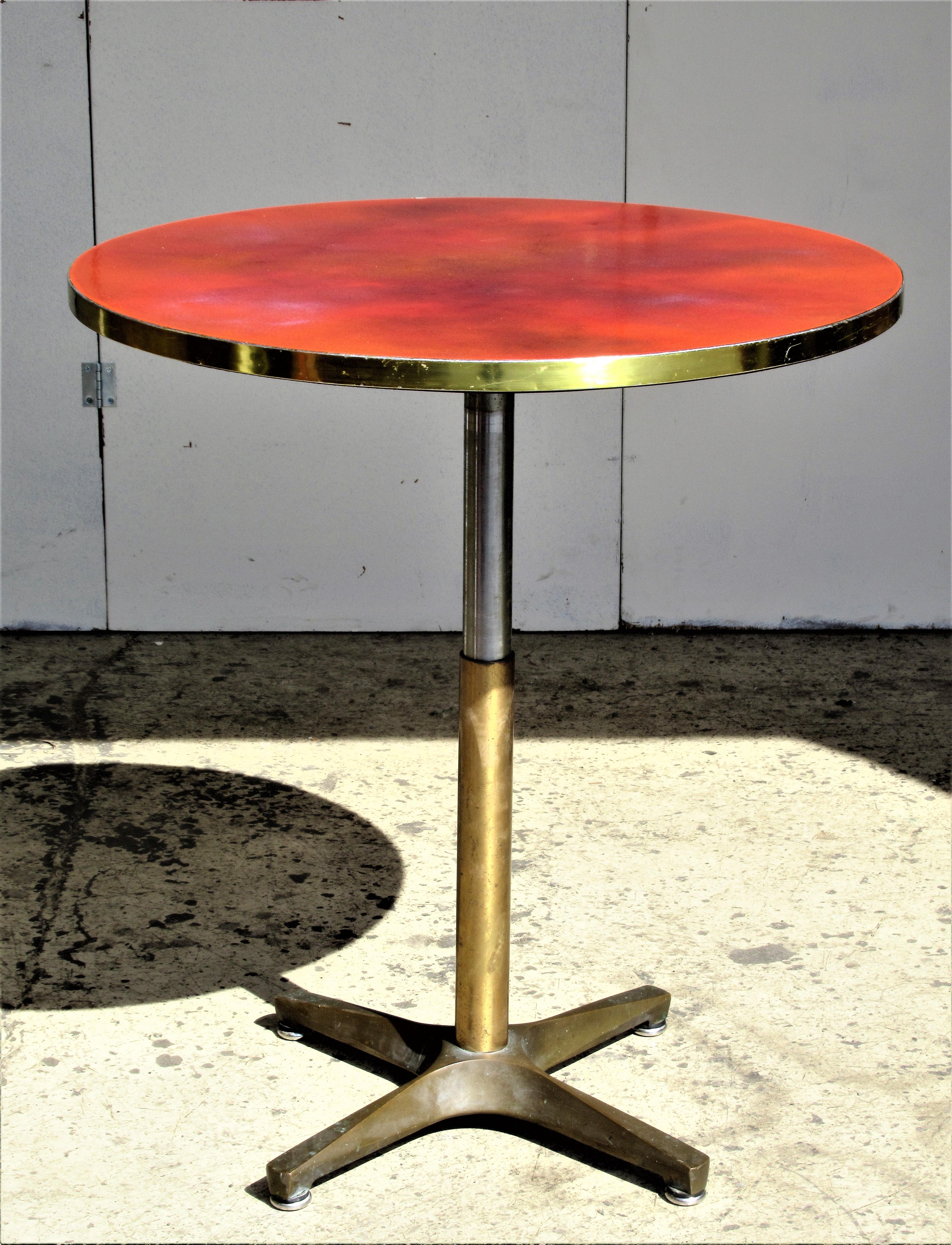 Modernist Bronze X Base Enamel Top Swivel Table 2