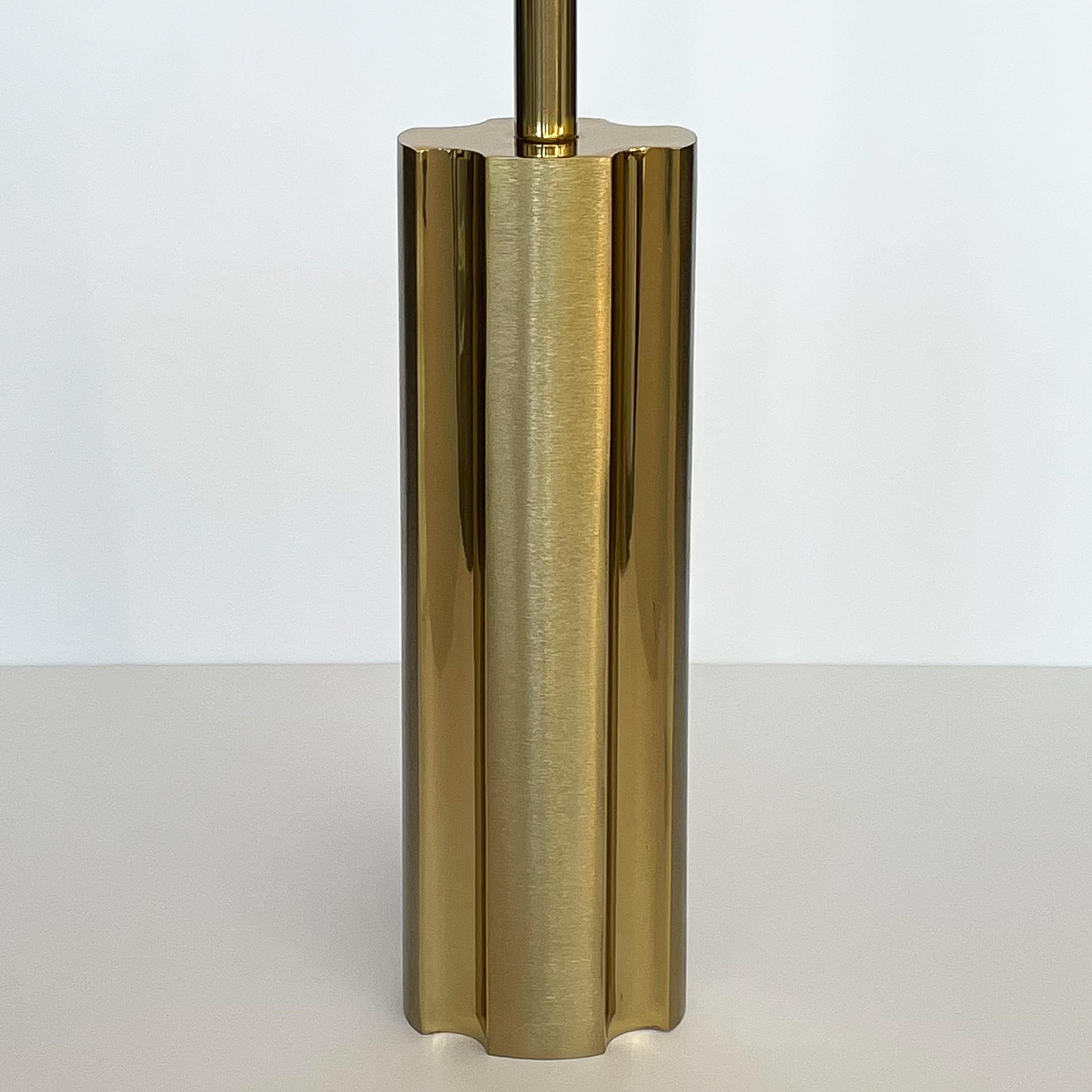 Modernist Brushed and Polished Brass Table Lamp by Laurel 4