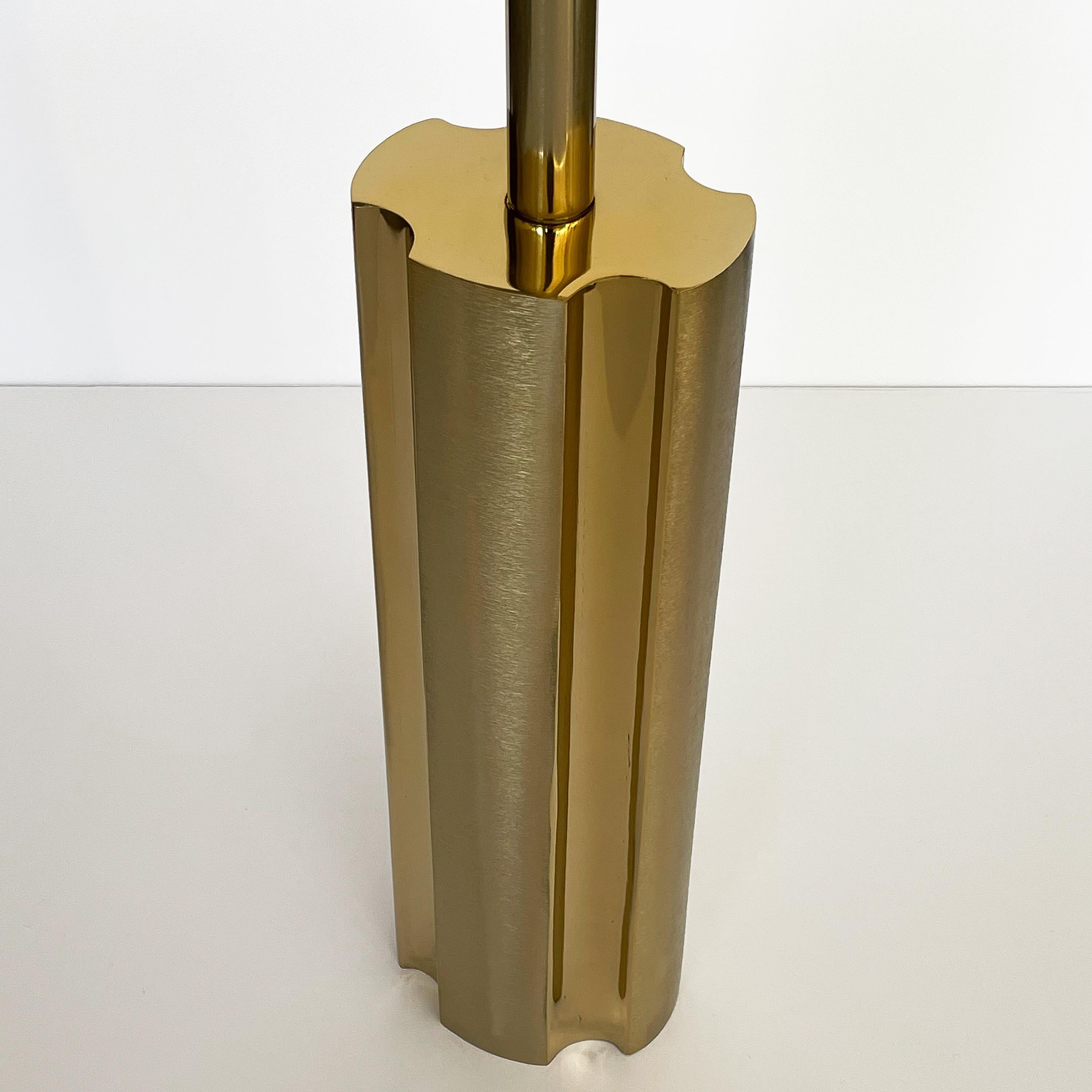 Late 20th Century Modernist Brushed and Polished Brass Table Lamp by Laurel