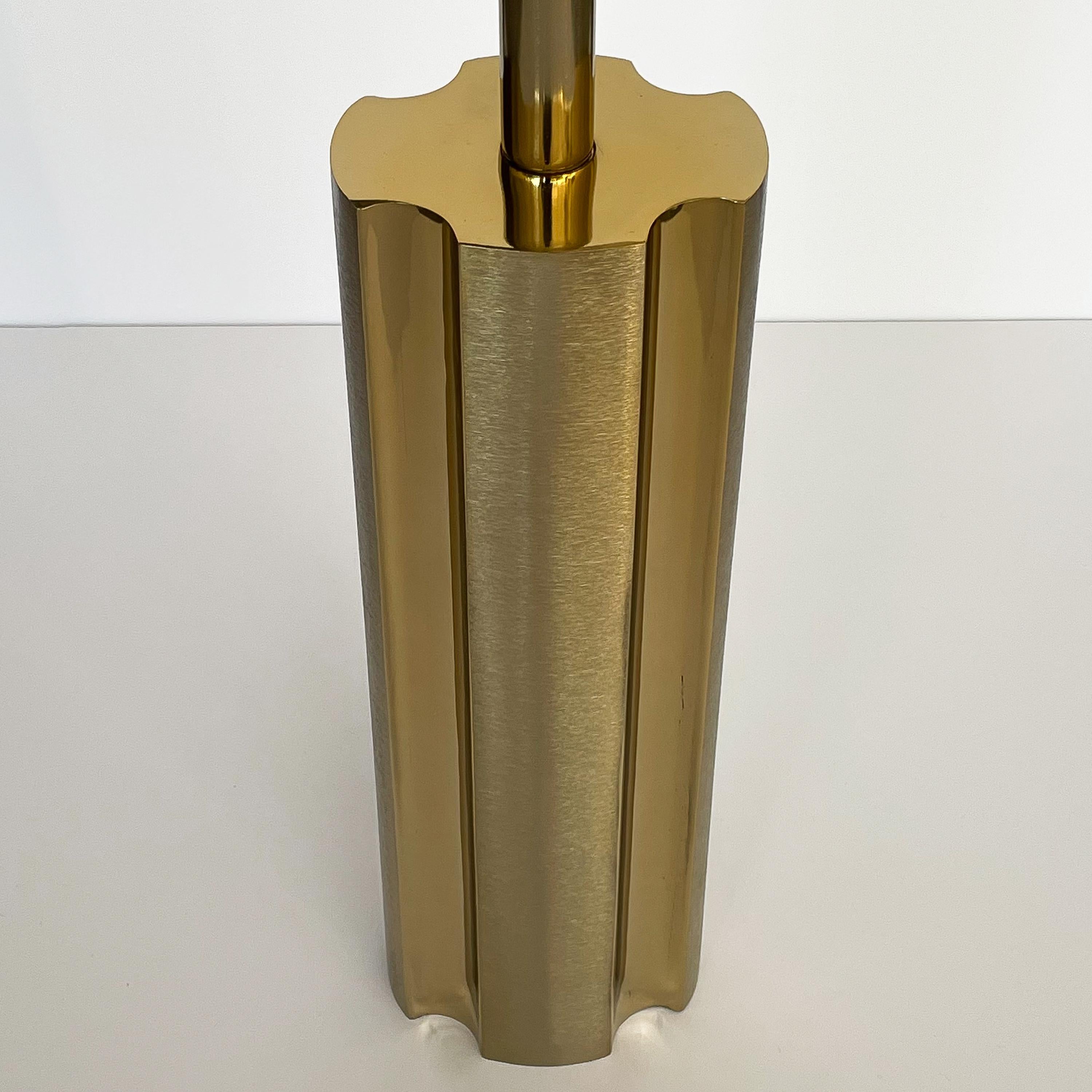 Modernist Brushed and Polished Brass Table Lamp by Laurel 1
