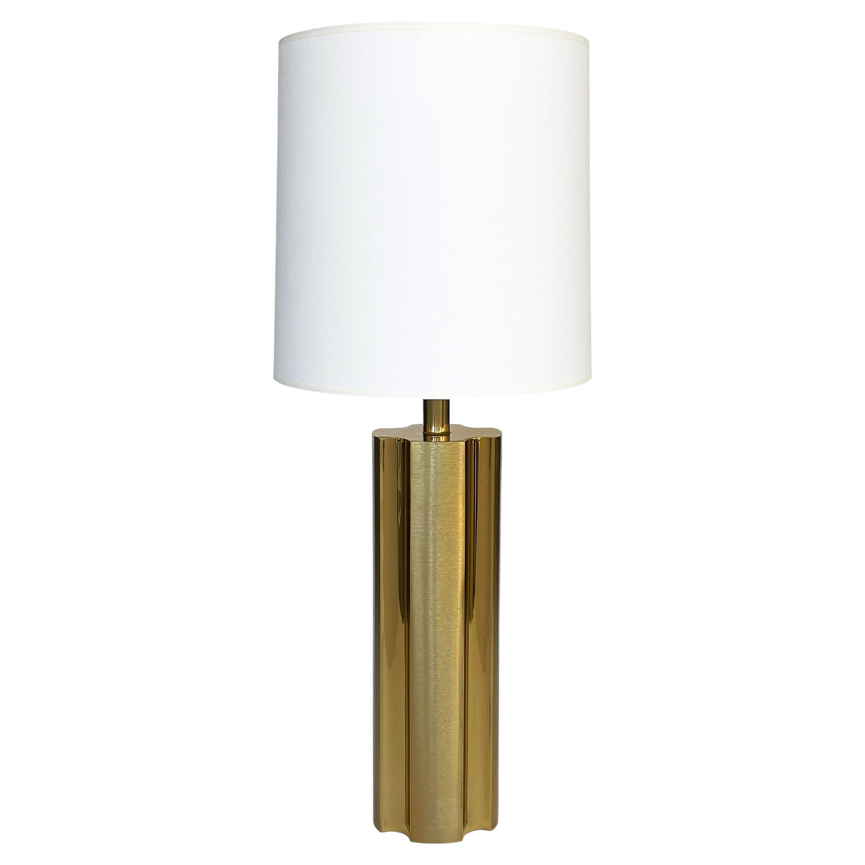 Modernist Brushed and Polished Brass Table Lamp by Laurel
