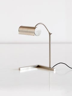 Modernist Brushed Steel Desk Lamp, Netherlands, 1930s