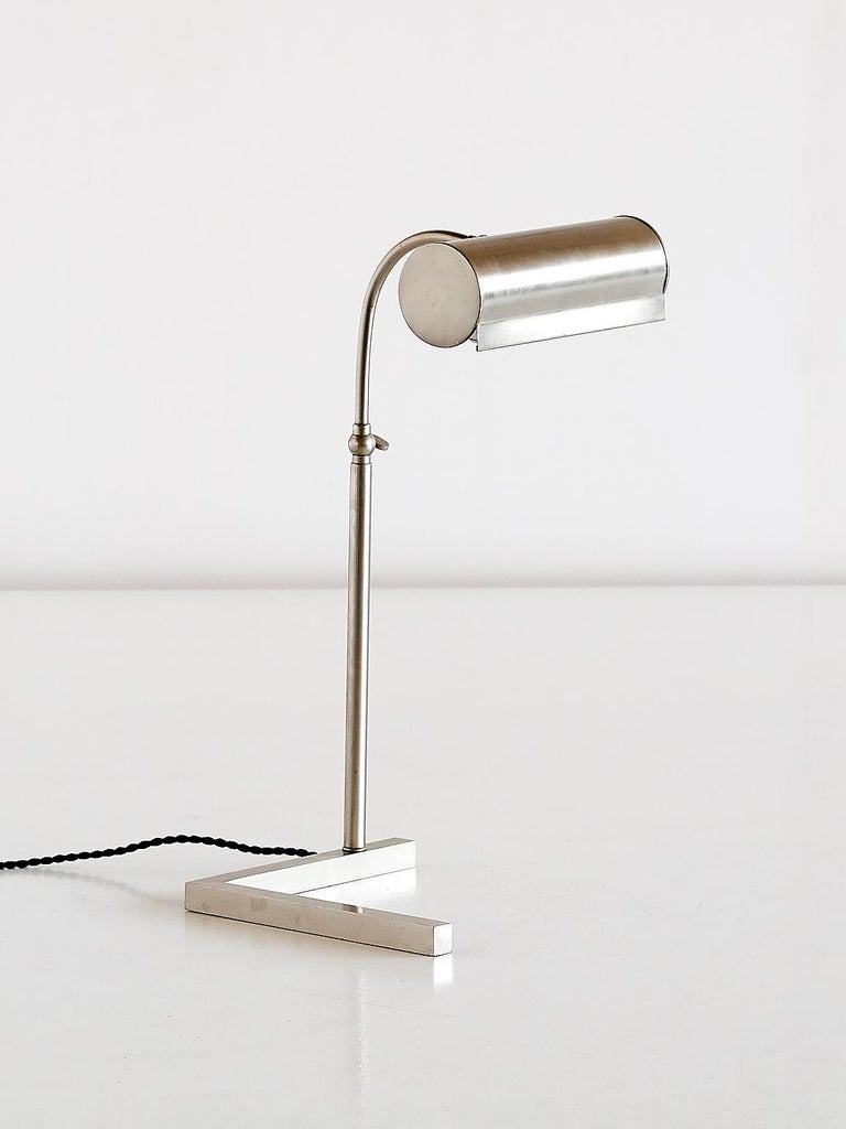 Modernist Brushed Steel Desk Lamp, Netherlands, 1930s at 1stDibs
