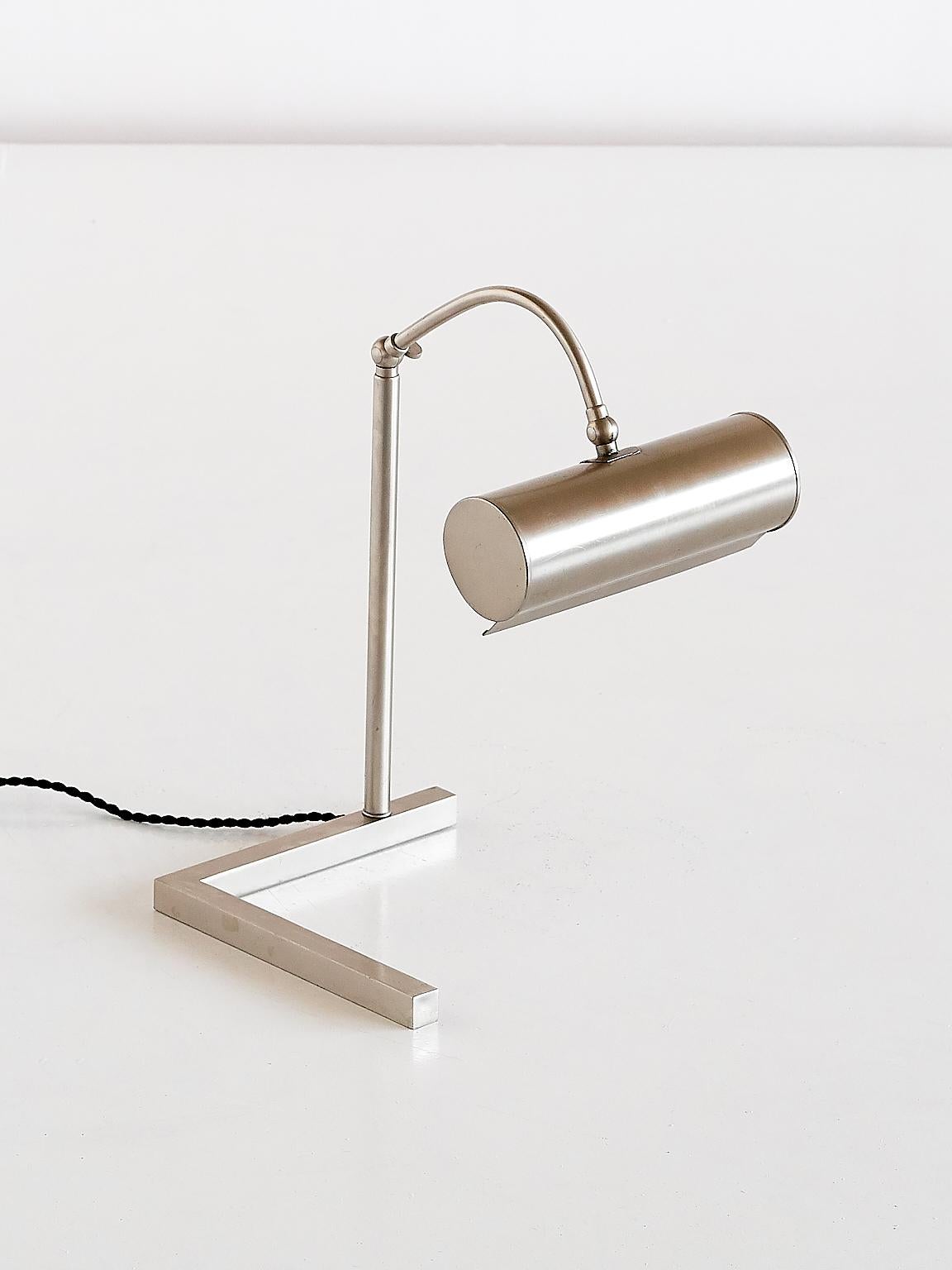 Modernist Brushed Steel Desk Lamp, Netherlands, 1930s 1