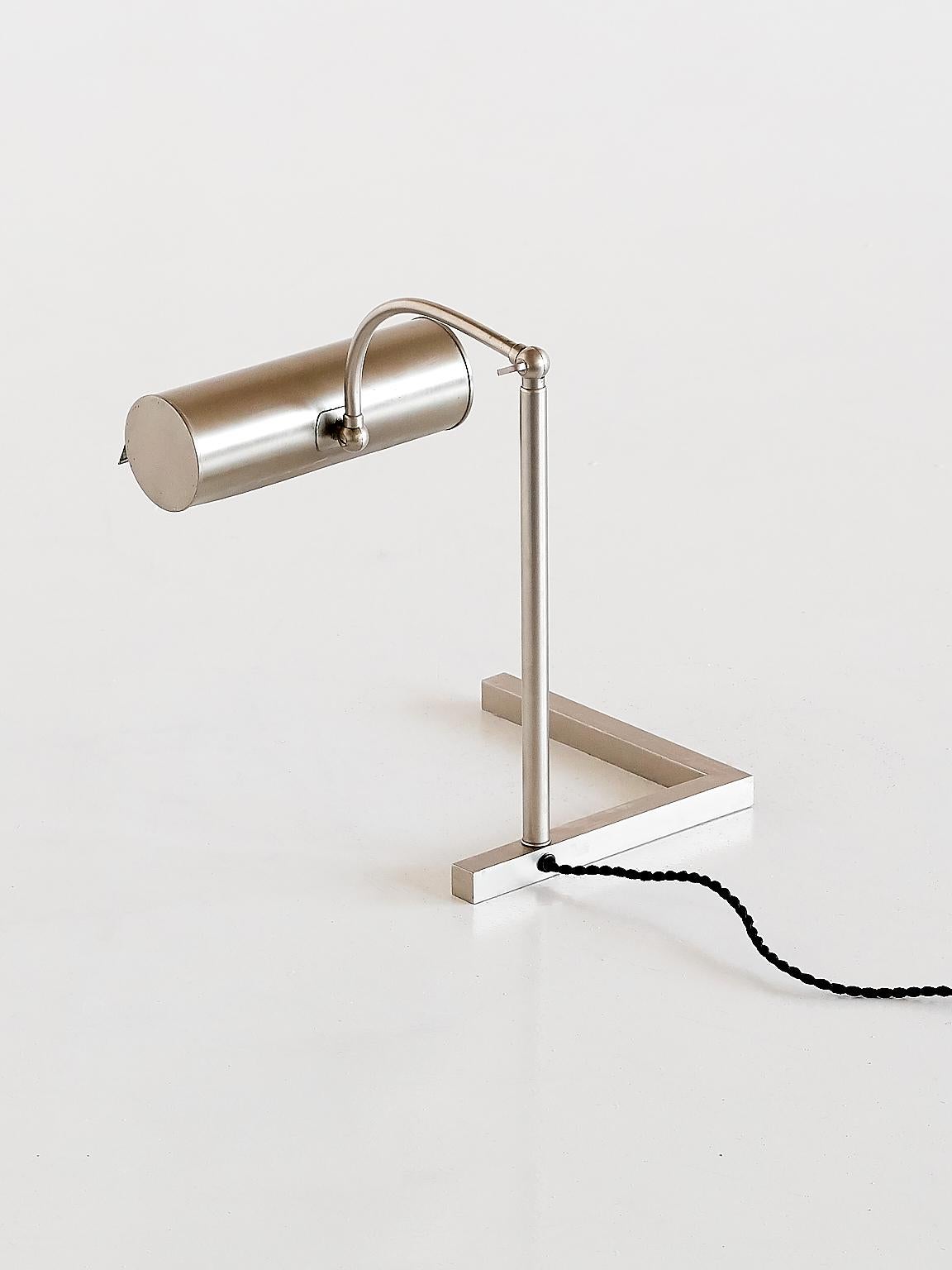 Modernist Brushed Steel Desk Lamp, Netherlands, 1930s 2