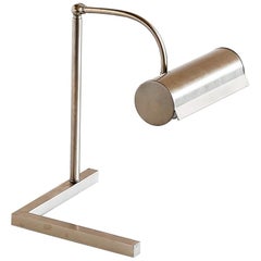 Modernist Brushed Steel Desk Lamp, Netherlands, 1930s