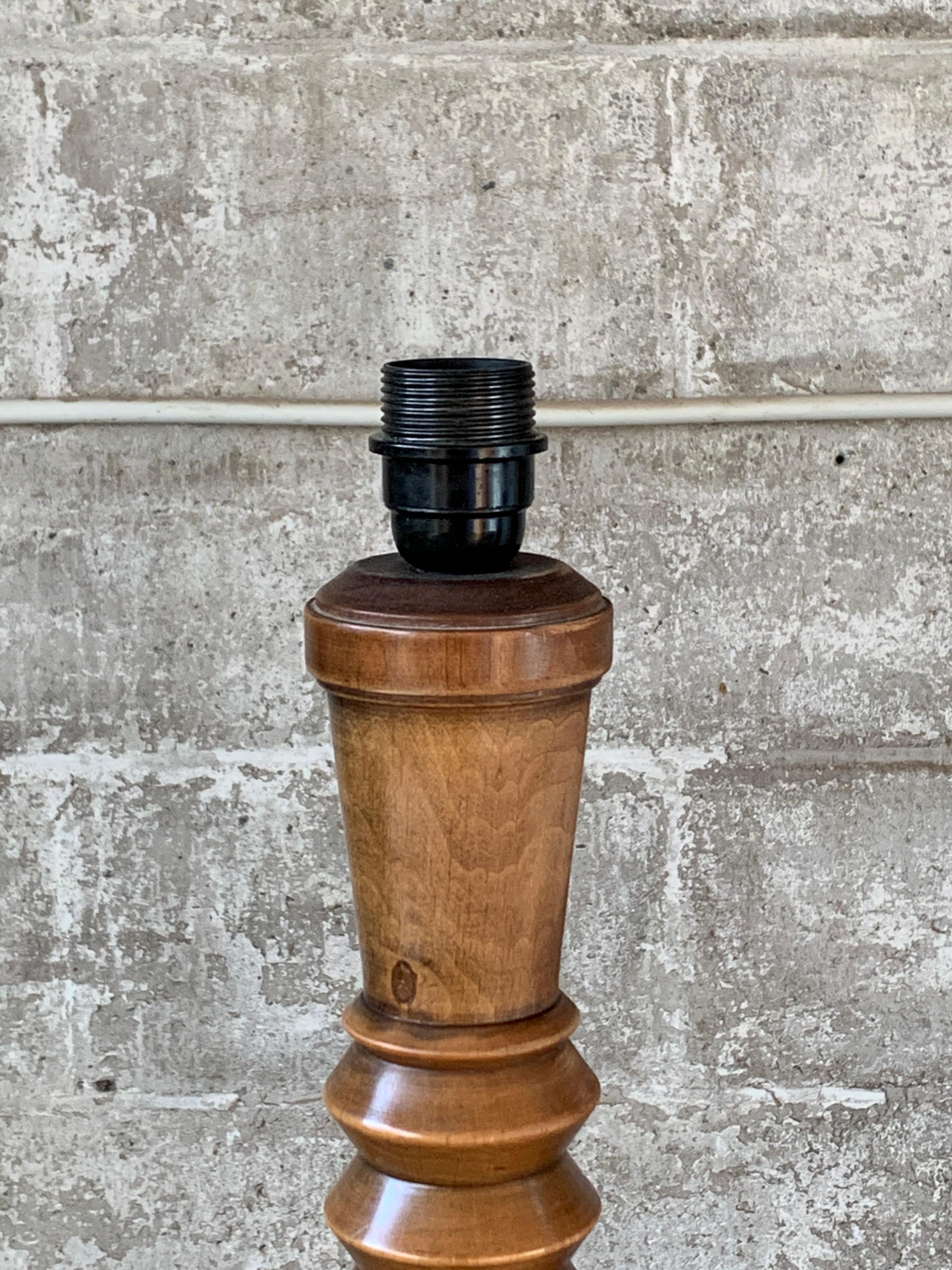 Modernist Brutalist French Wood Turned Floor Lamp by Charles Dudouyt, 1950s 5
