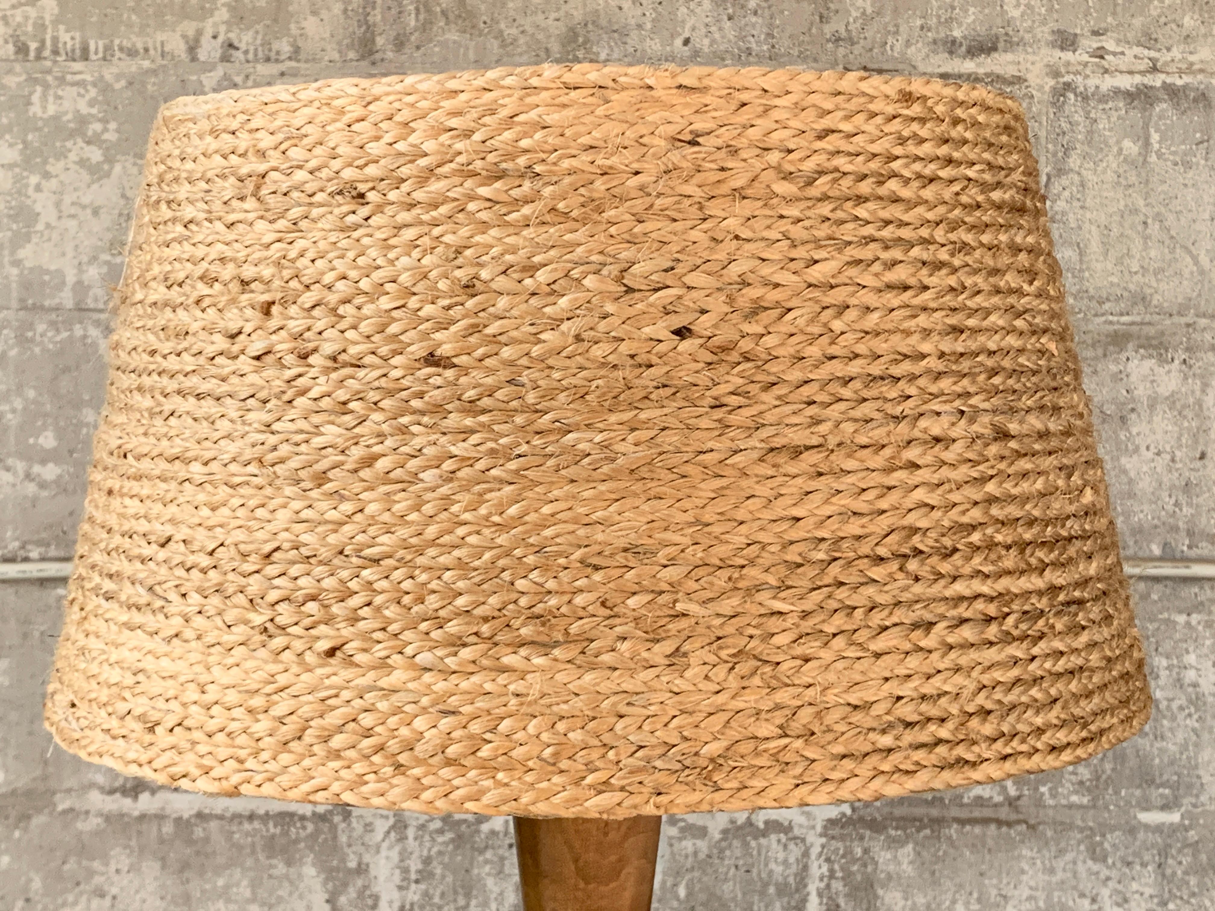 Modernist Brutalist French Wood Turned Floor Lamp by Charles Dudouyt, 1950s 9