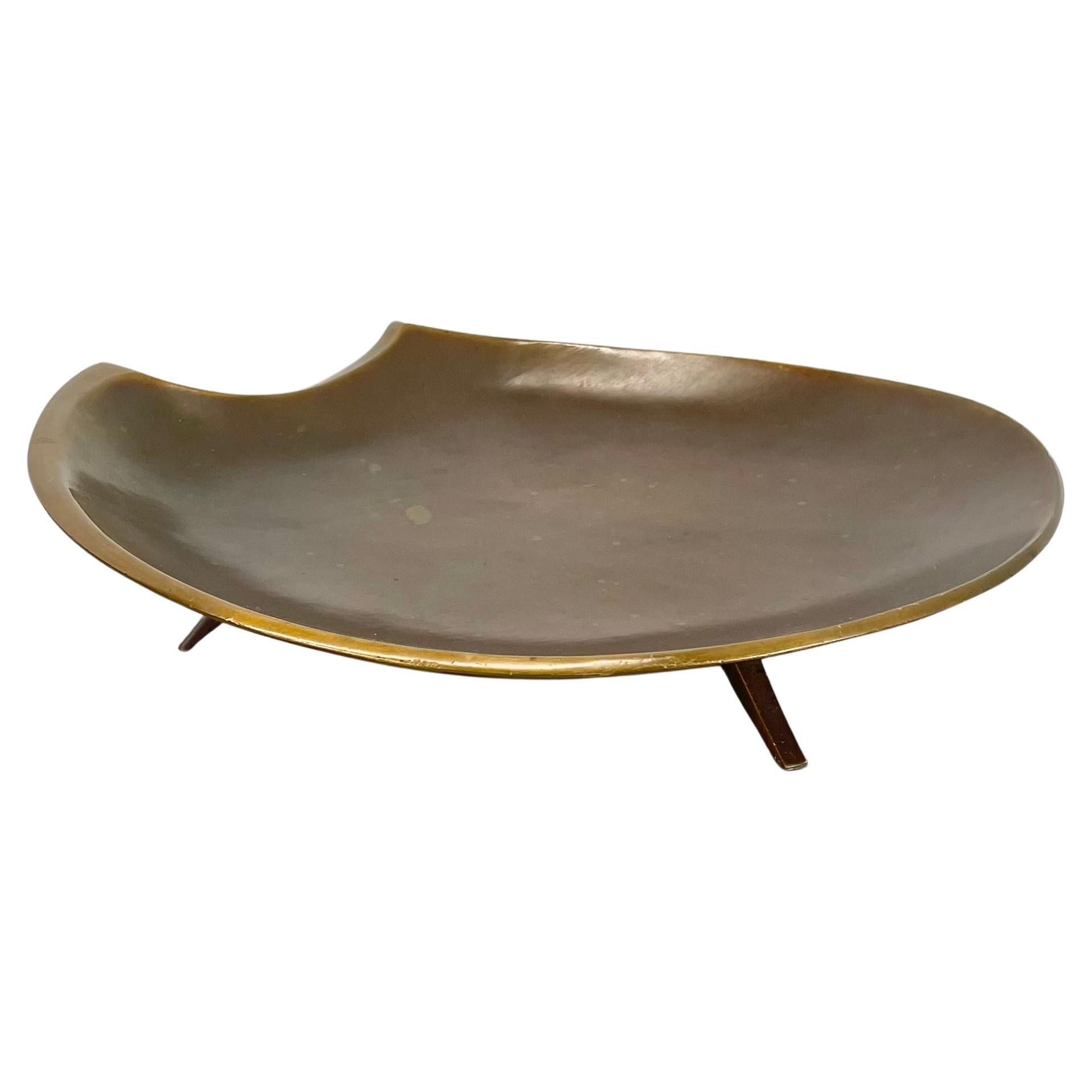 Modernist Brutalist HAGENAUER STYLE dreibeinige Bronze Schale, ÖSTERREICH, 1950er Jahre