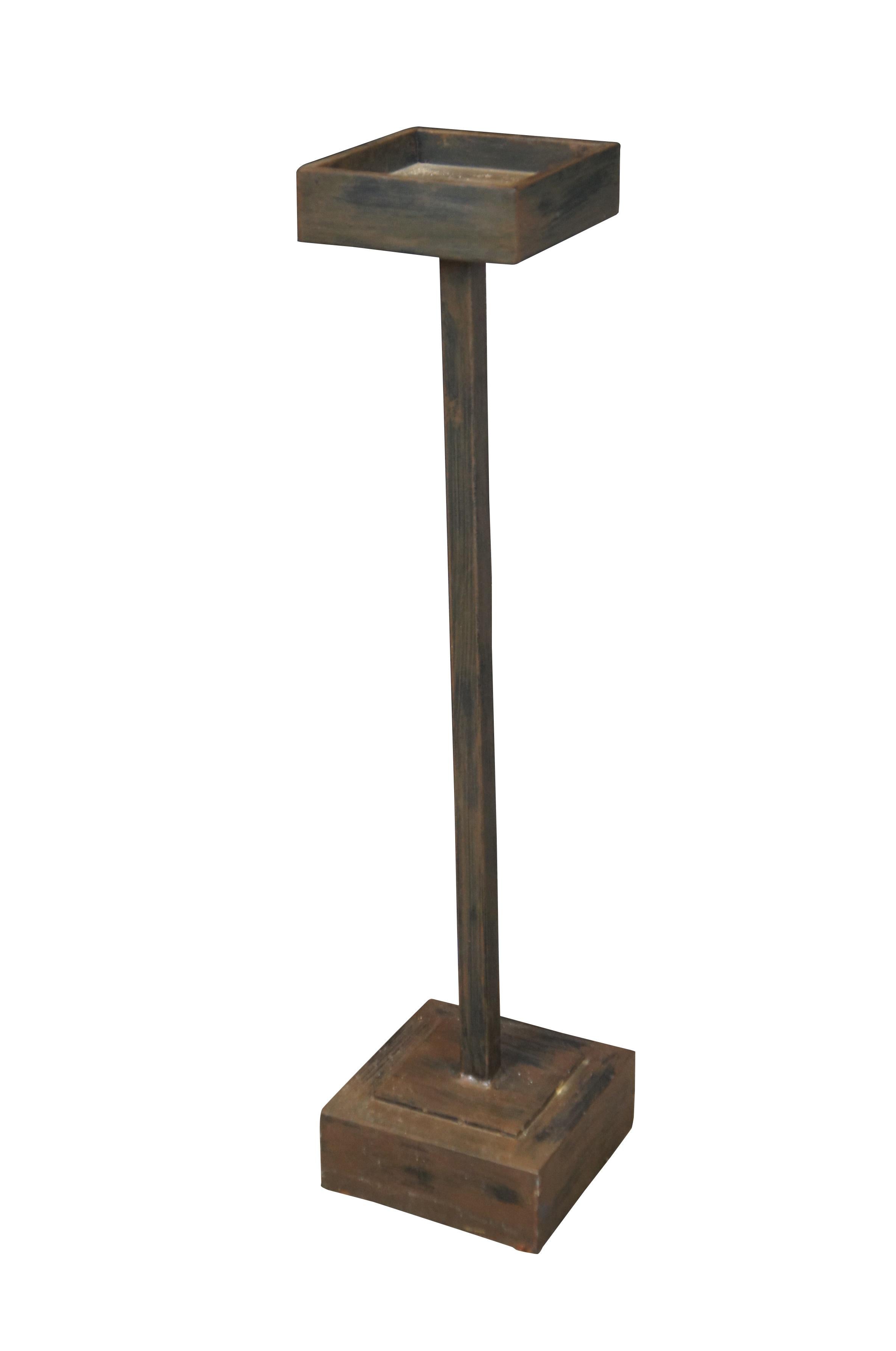 Modernist Brutalist Square Metal Candle Holders Plant Stand Pedestals 32