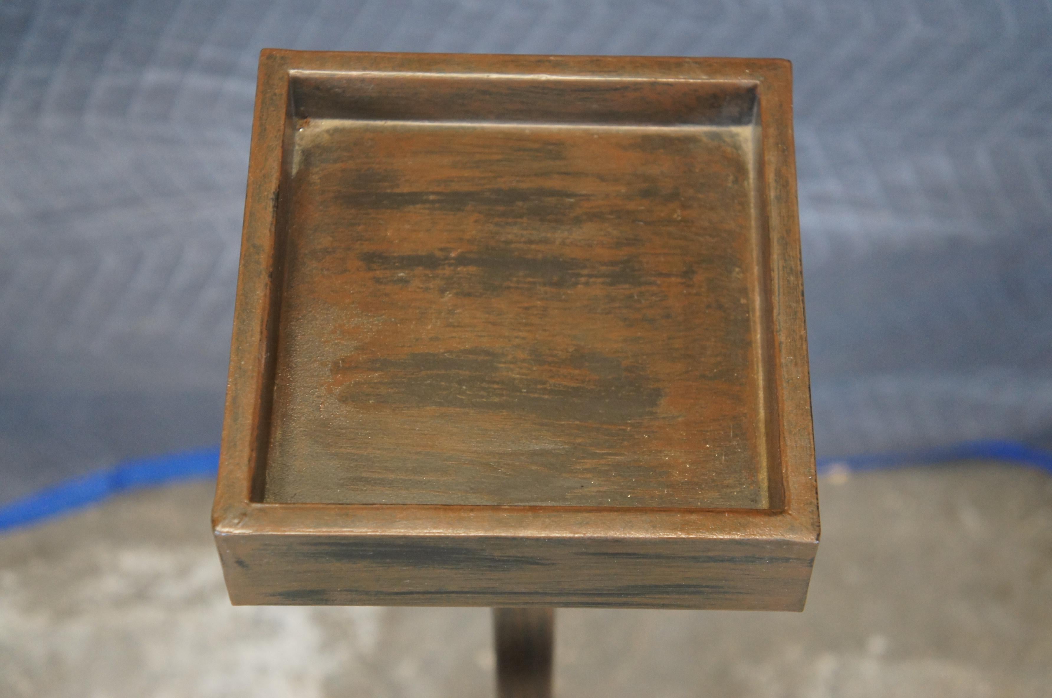 20th Century Modernist Brutalist Square Metal Candle Holders Plant Stand Pedestals 32