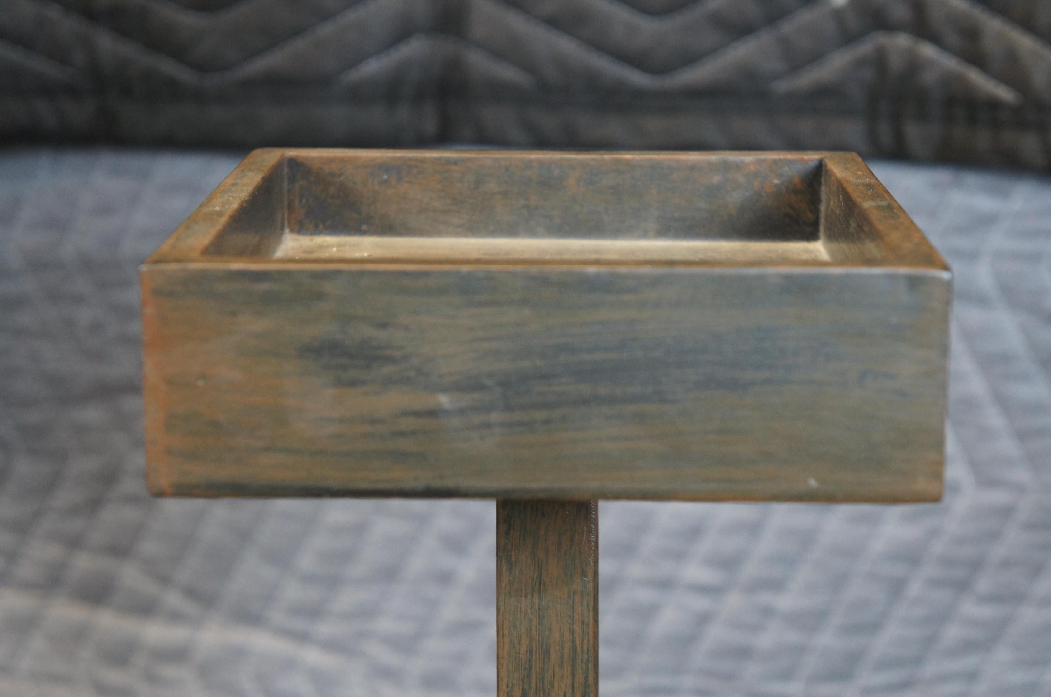 Modernist Brutalist Square Metal Candle Holders Plant Stand Pedestals 32