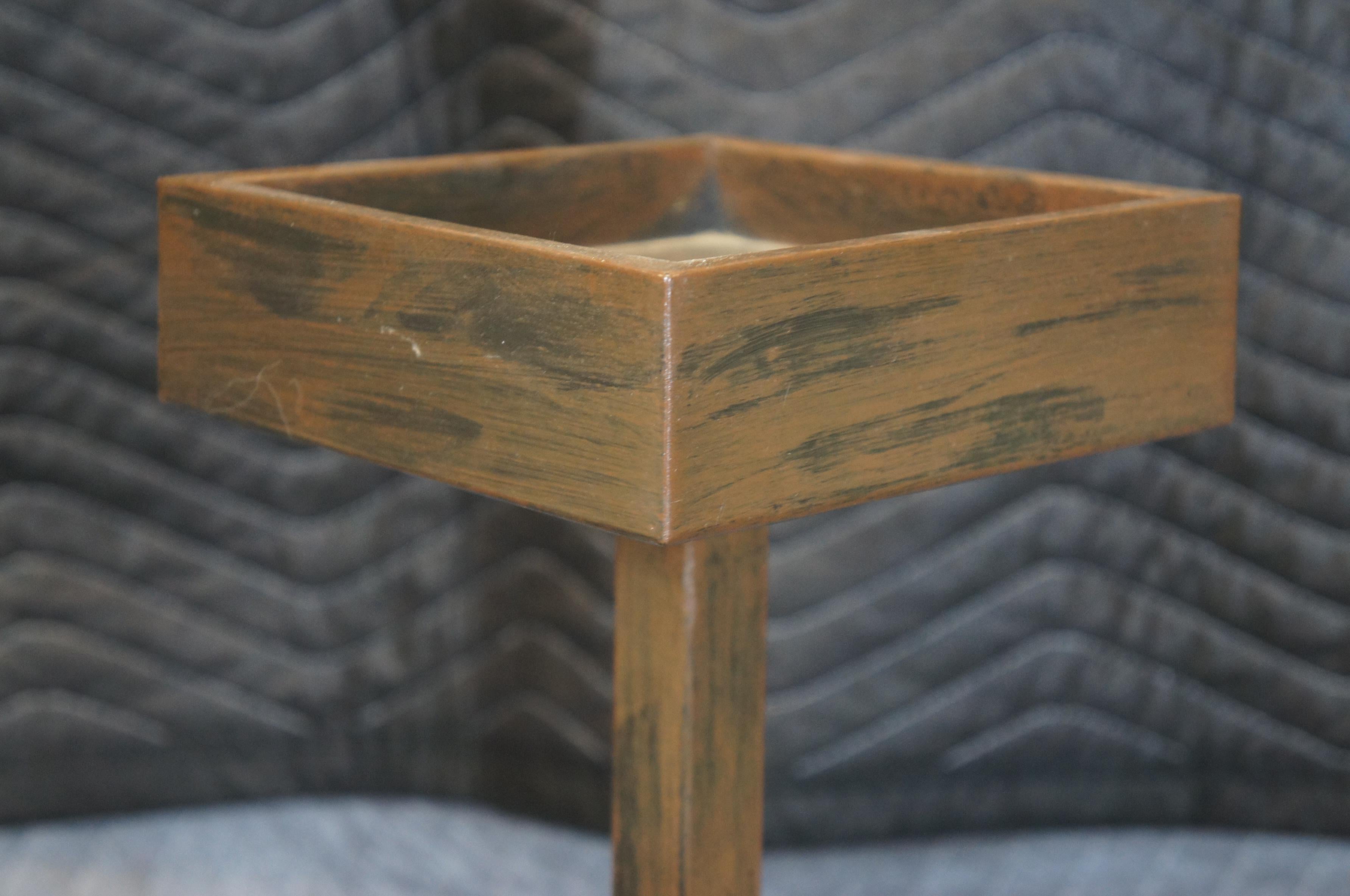 Modernist Brutalist Square Metal Candle Holders Plant Stand Pedestals 32