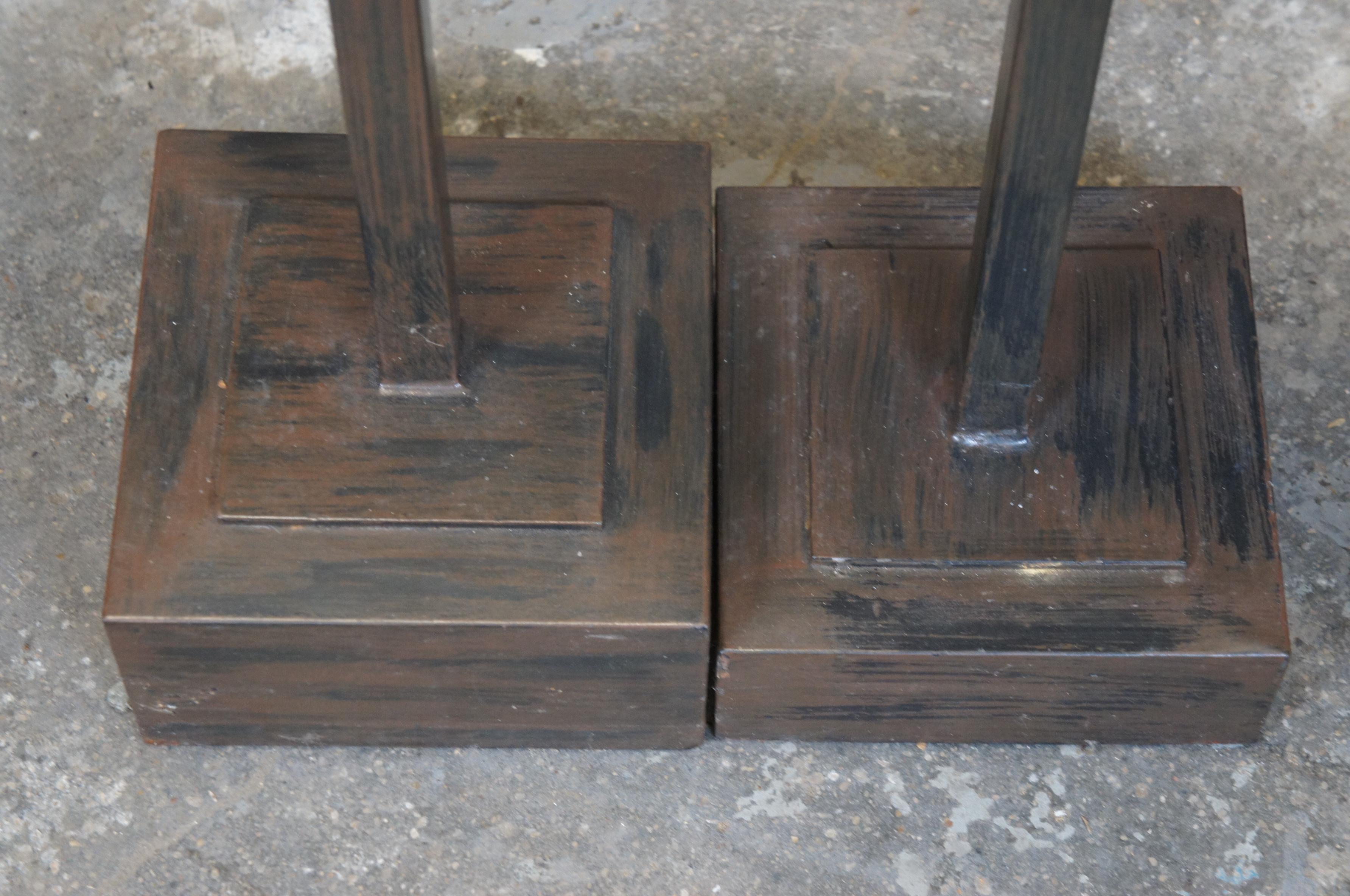 Modernist Brutalist Square Metal Candle Holders Plant Stand Pedestals 32