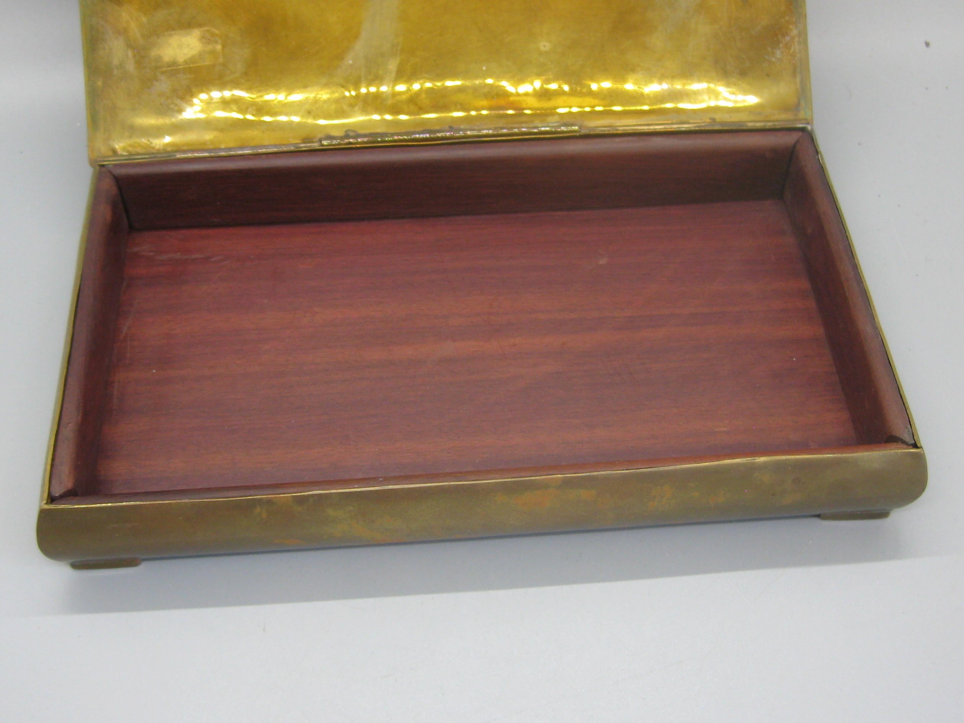 Onyx Modernist Brutalist Taxco Metales Mexico Brass Desk Stash Trinket Cigarette Box For Sale