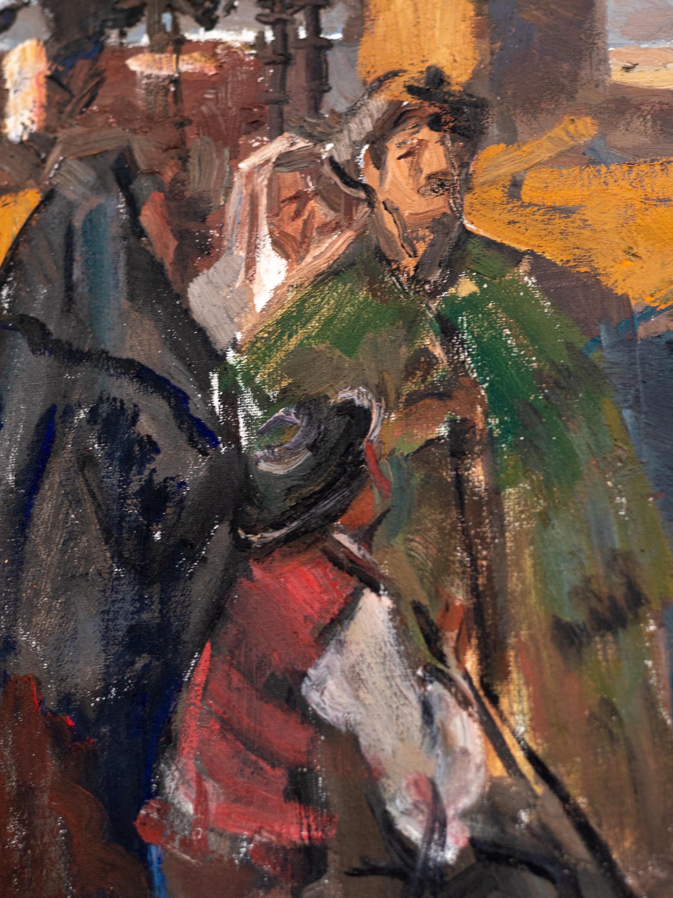 Tela Pittura ad olio bucolica modernista di Mello Junior, Portogallo, tela 1946 in vendita