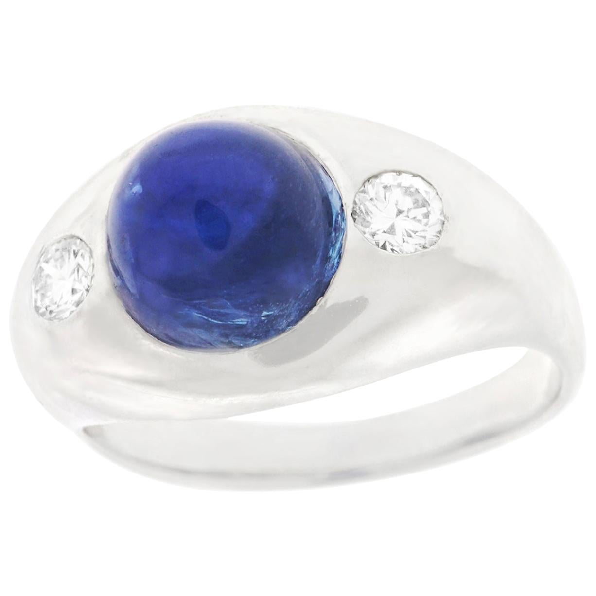 Modernist Burch 6.80 Carat No Heat Sapphire and Diamond Ring