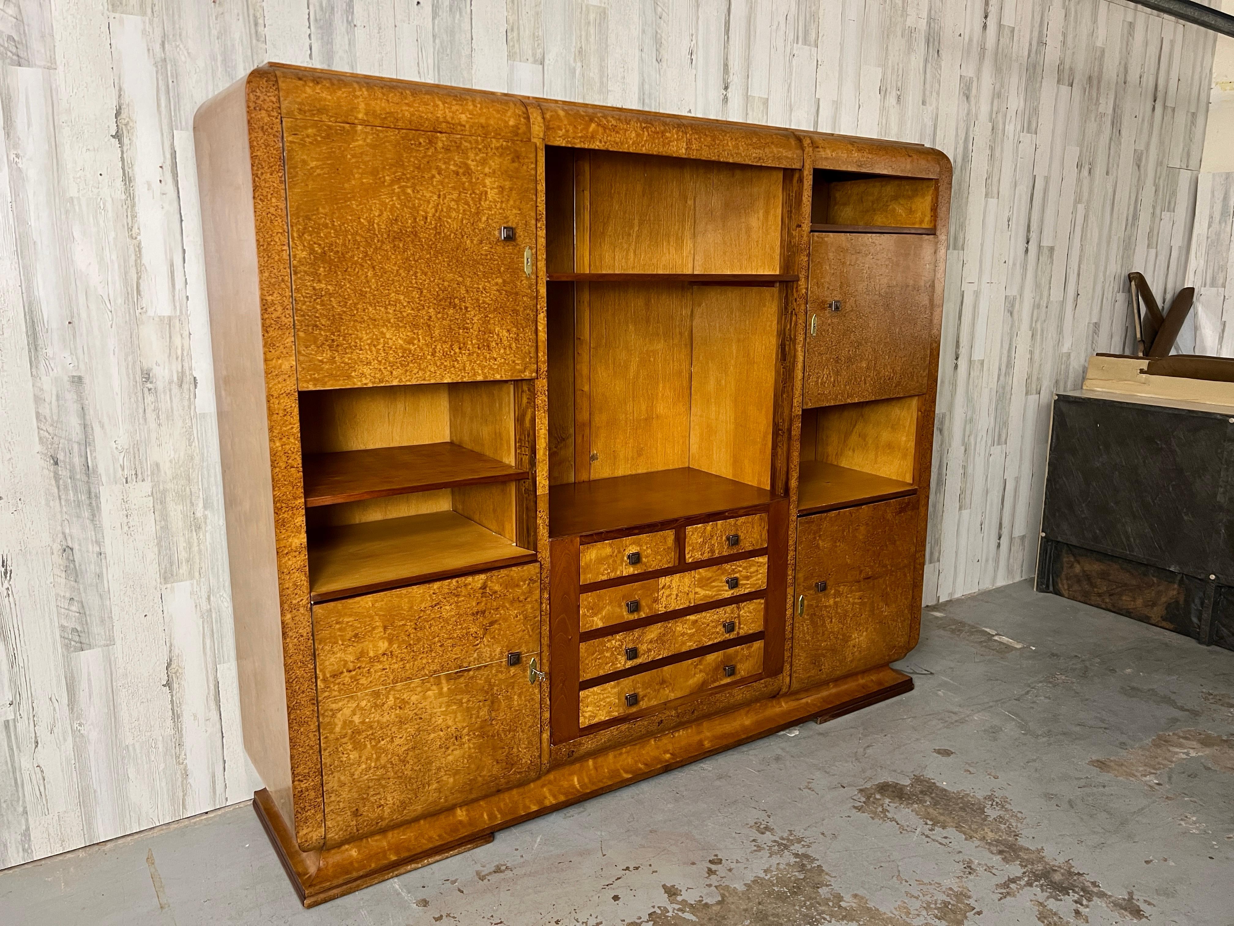 Art Deco Modernist Burl wood Cabinet  For Sale