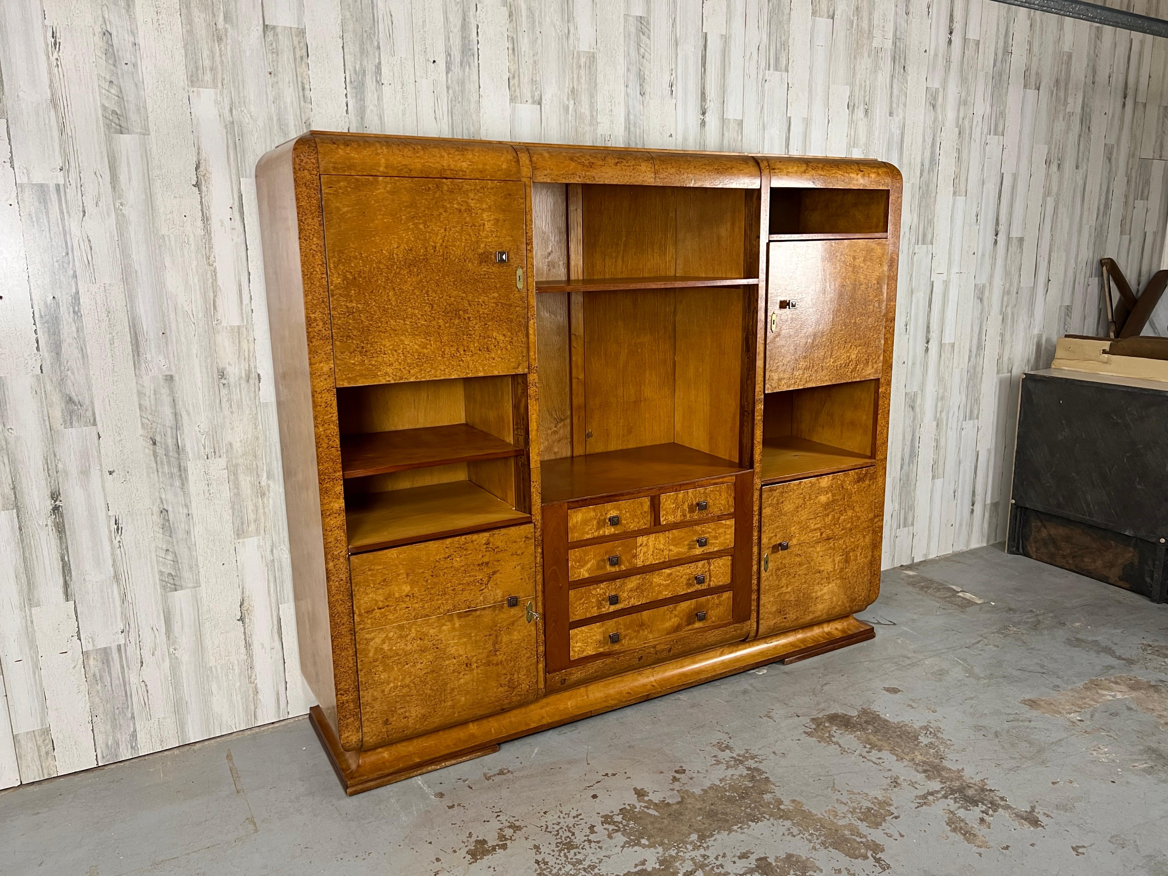 European Modernist Burl wood Cabinet  For Sale