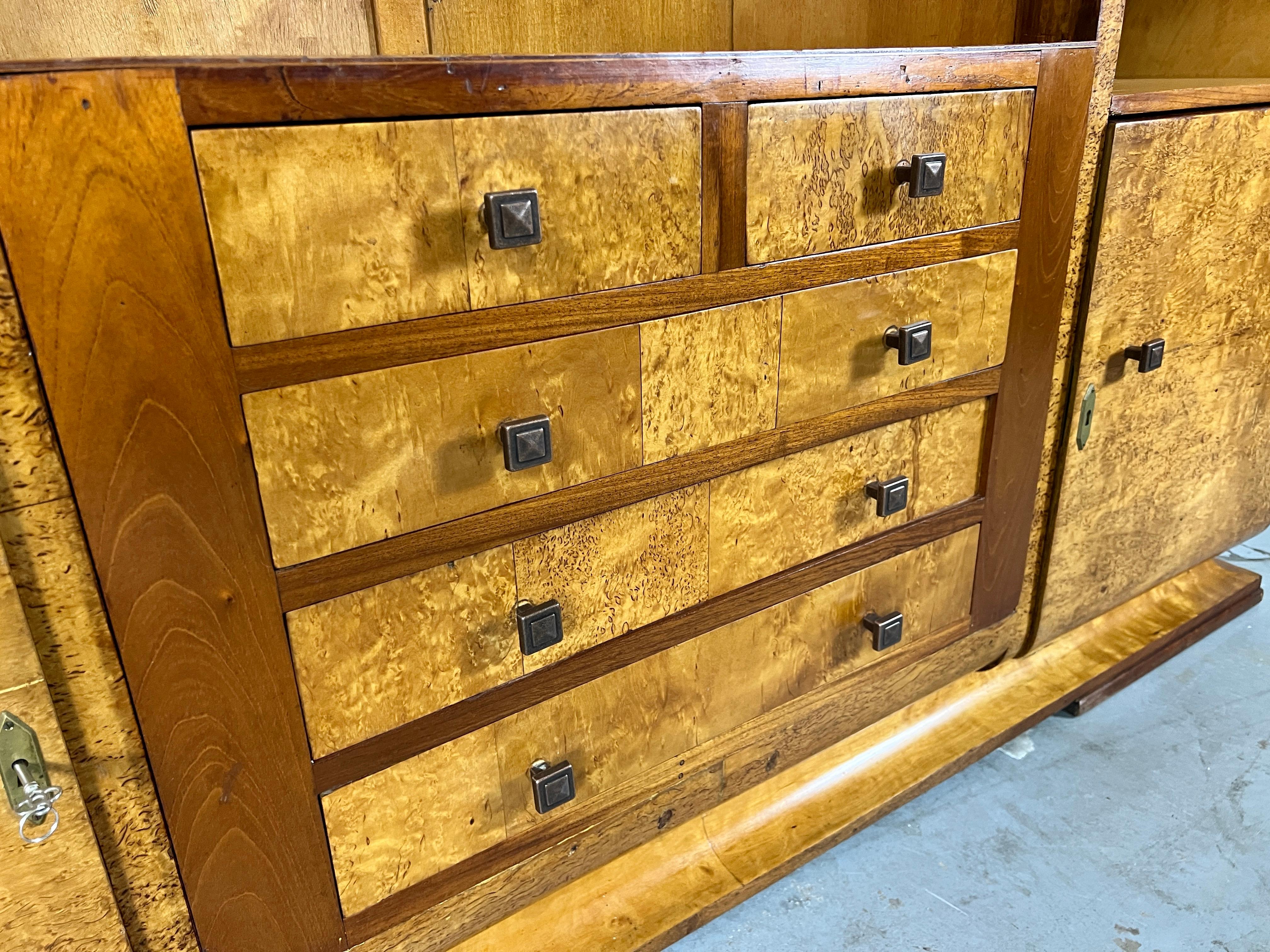 20th Century Modernist Burl wood Cabinet  For Sale